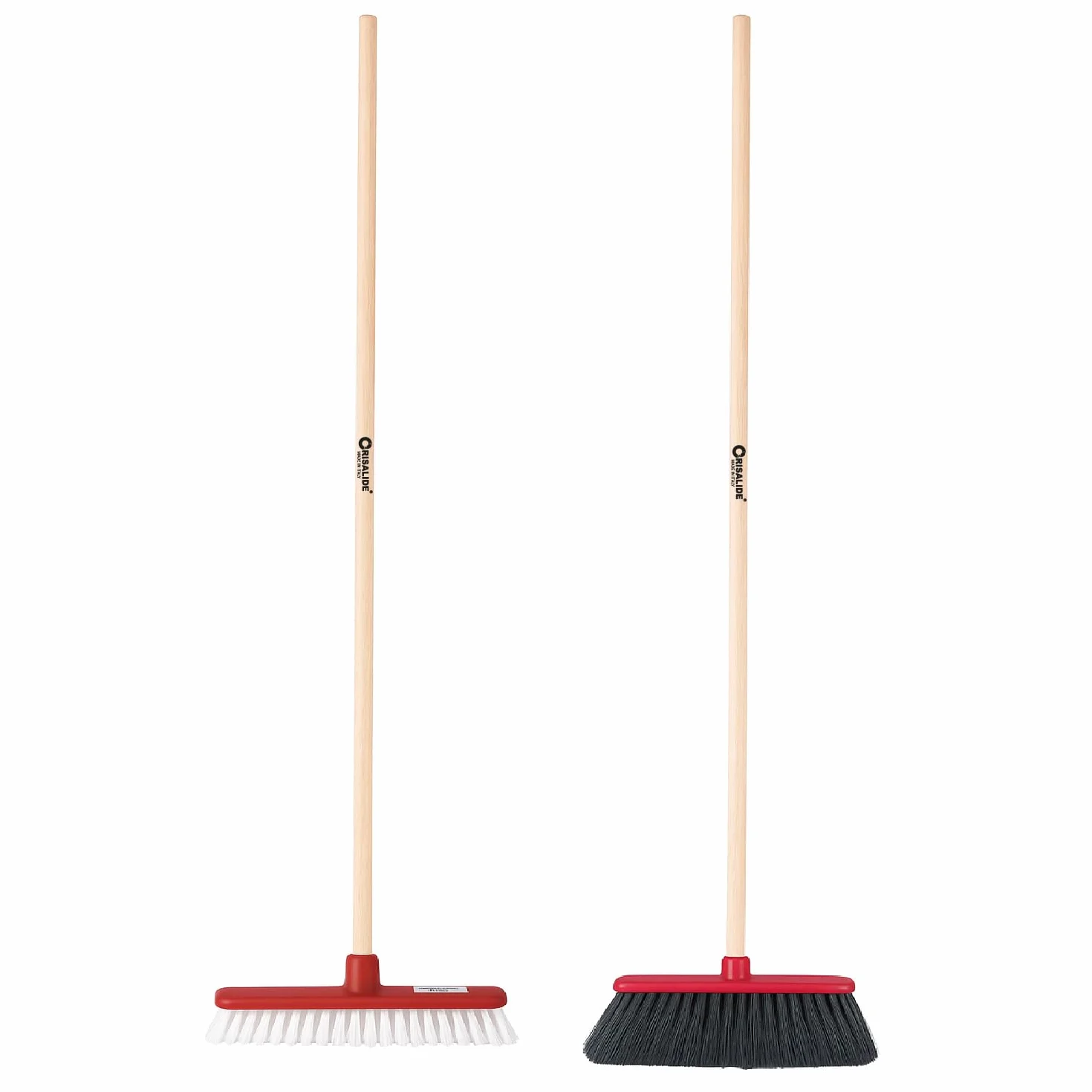 Crisalide SET PULIZIA CASA PIPPO Scopa Classica Setole EXTRA-MORBIDE Manico Legno 130cm Spazzolone Setole RIGIDE
