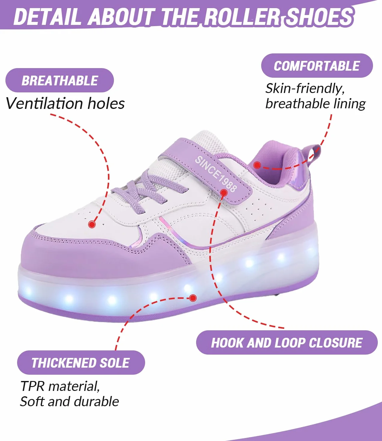 FANSU Scarpe con Rotelle Bambino Bambina LED Brillantini Luci, Scarpe Pattini 4 Rotelle USB Ricaricare, Multisport Outdoor Sneaker Skateboard