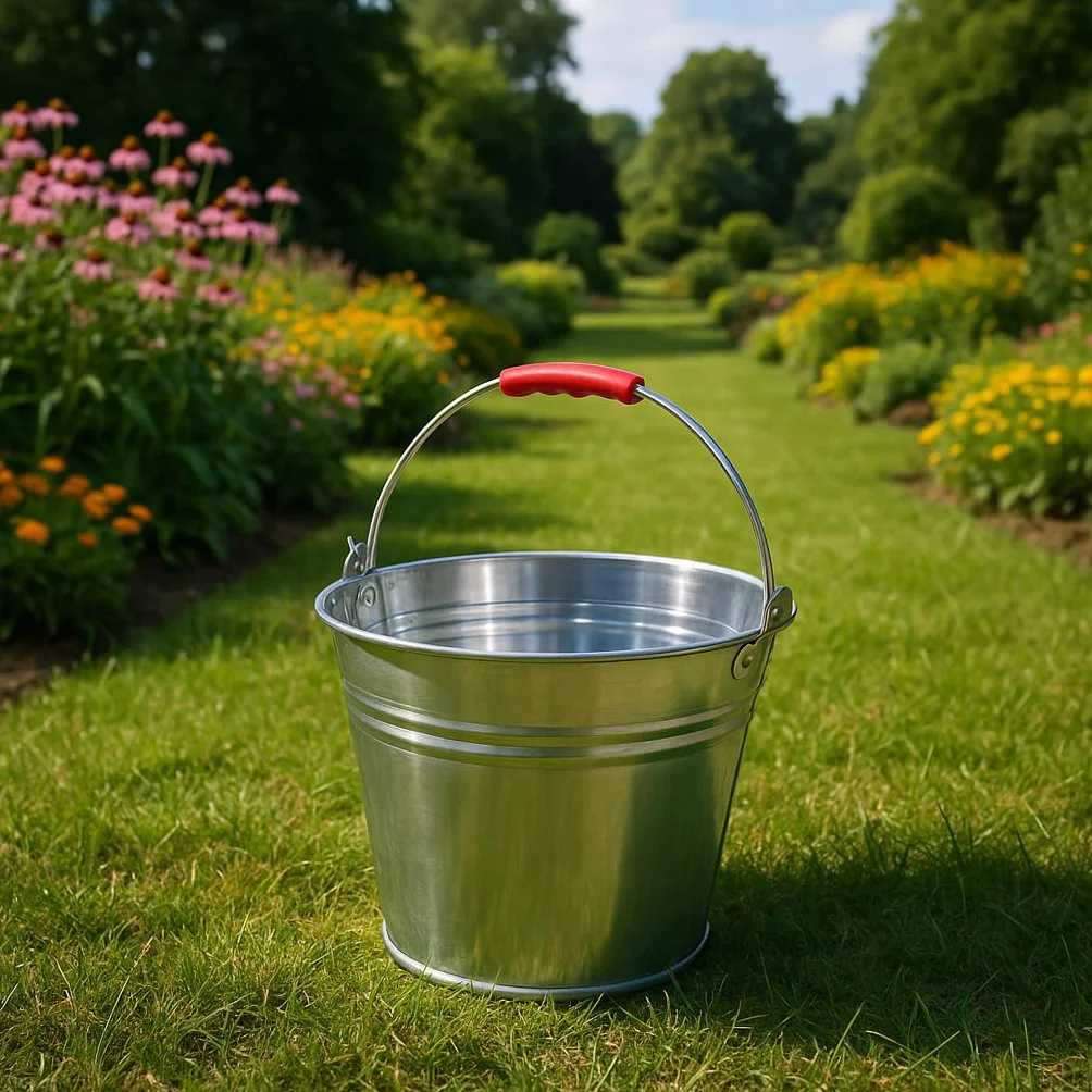 Mayuela - Secchio con Manico in Metallo - Secchio per Cenere Camino, Acqua, Giardino, Multifunzione - Bidone en Metallo - Bidone per Cenere Camino, Acqua, Giardino - Bucket - 6 Litri