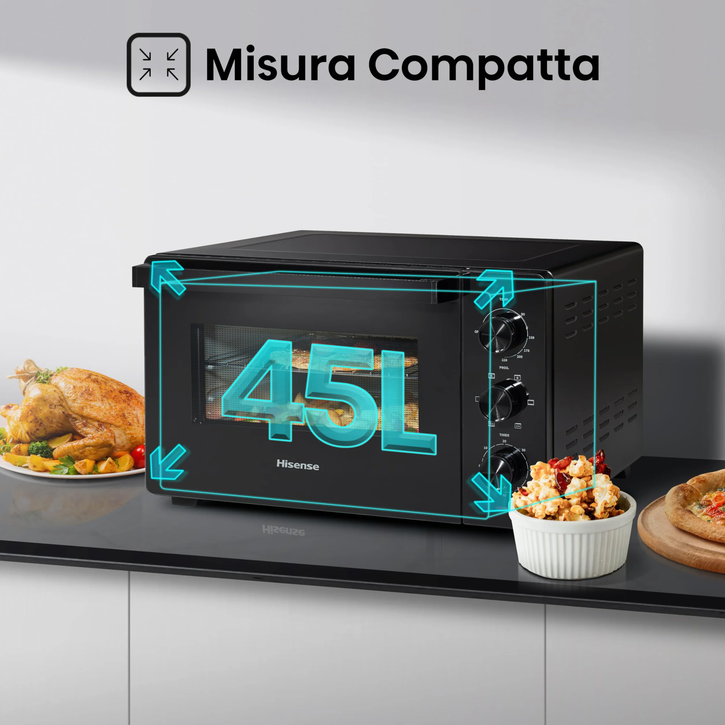 Hisense HOM45M Fornetto Elettrico 45L Ventilato Girarrosto 2000W 220-240V
