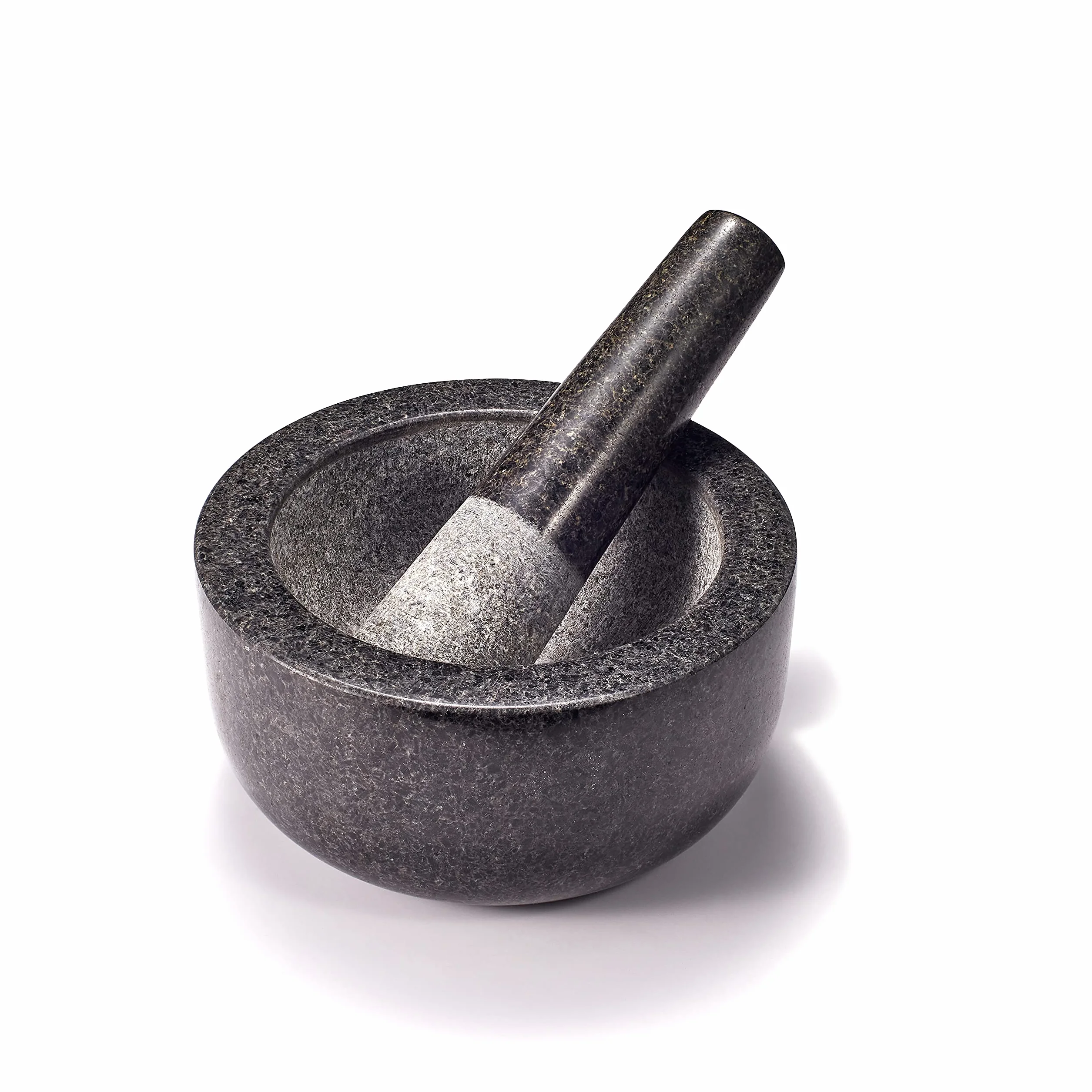 Set mortaio e pestello in granito, mortaio in pietra di grandi dimensioni, mortaio per spezie, pesto ed erbe, pestello con mazzuolo, diametro 16 cm