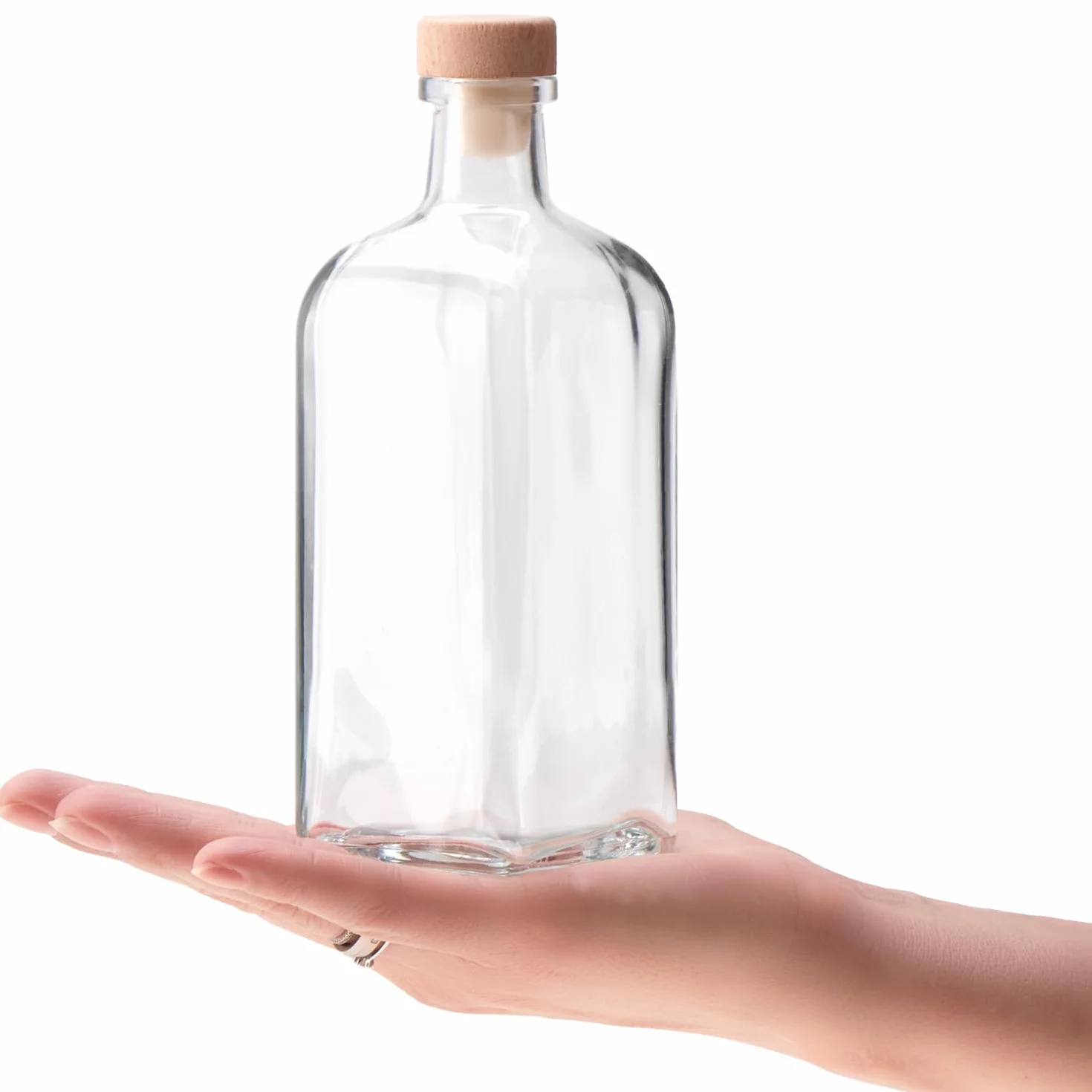 Bottiglie in Vetro 500 ml con Tappo in Sughero, Contenitori Vuoti per Olio Aceto Liquori