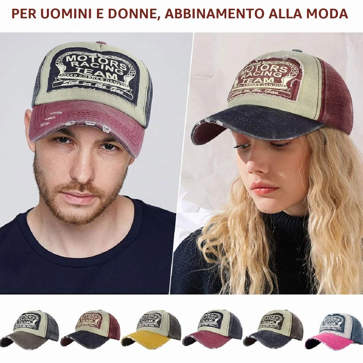 Tuopuda Cappellino Baseball Vintage Snapback Berretto da Baseball Cotone Moto