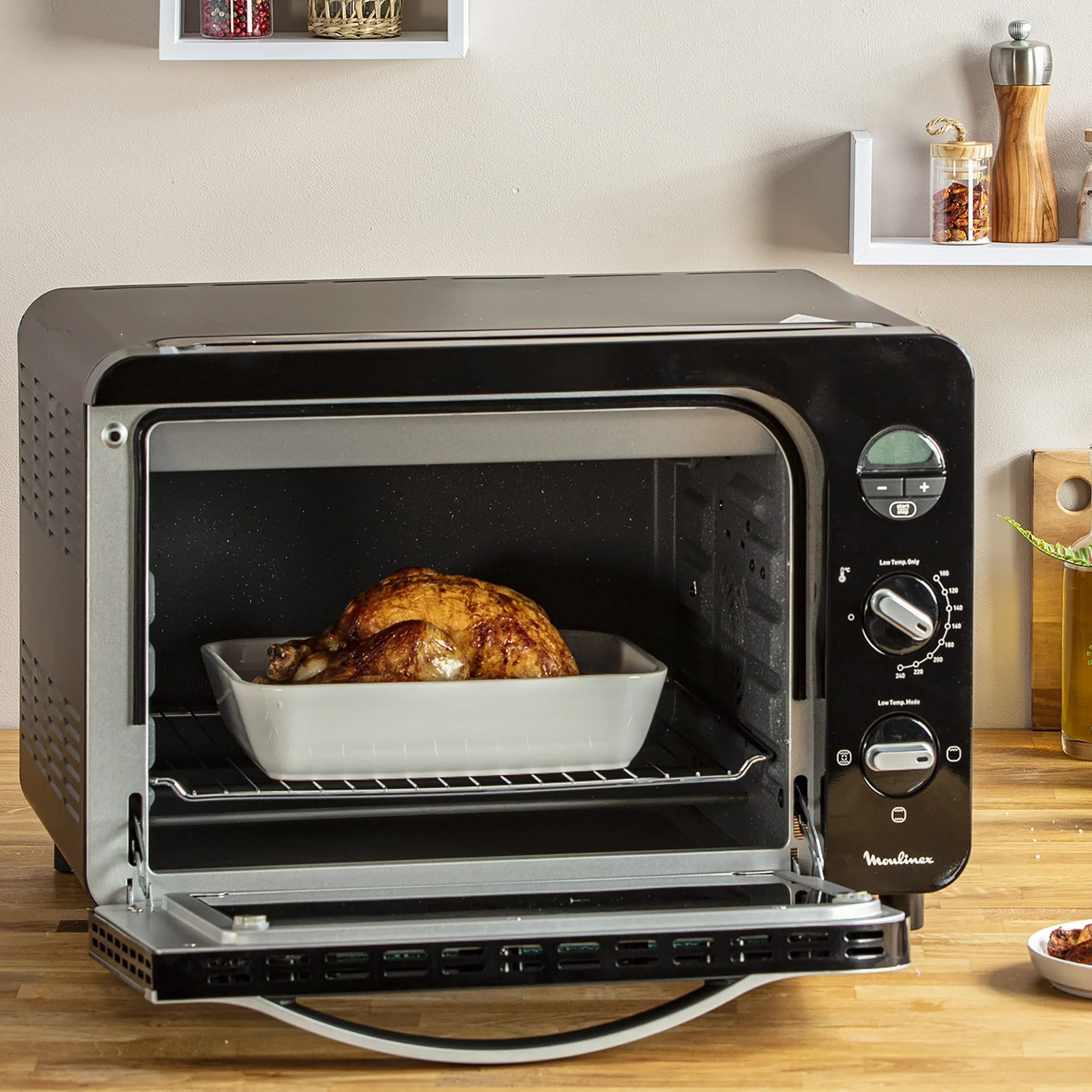 Moulinex OX4858 Optimo Forno Elettrico Ventilato 39 Litri 2000 W 240°C Forno Pizza Carne Pesce Dolci Girarrosto 7 Modalità