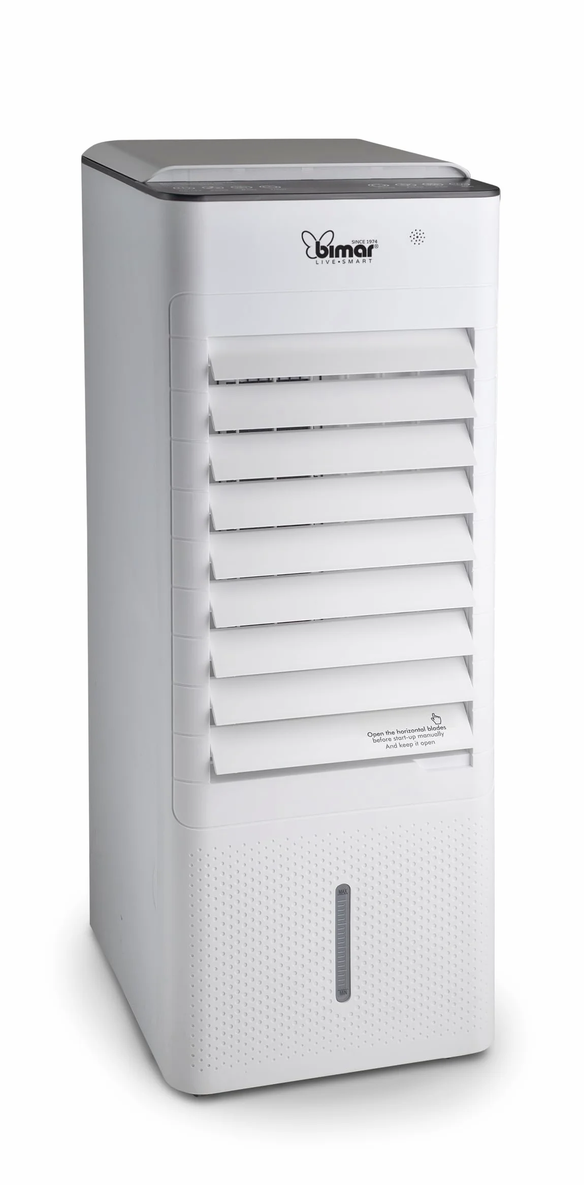 Bimar INB-VR508 Raffrescatore d’Aria Evaporativo 7 Litri con Funzione Calore, Telecomando, Timer 1-12h, 3 Velocità, Display Touch, Ionizzatore, Filtro Removibile, 2 Blocchi Ghiaccio Inclusi