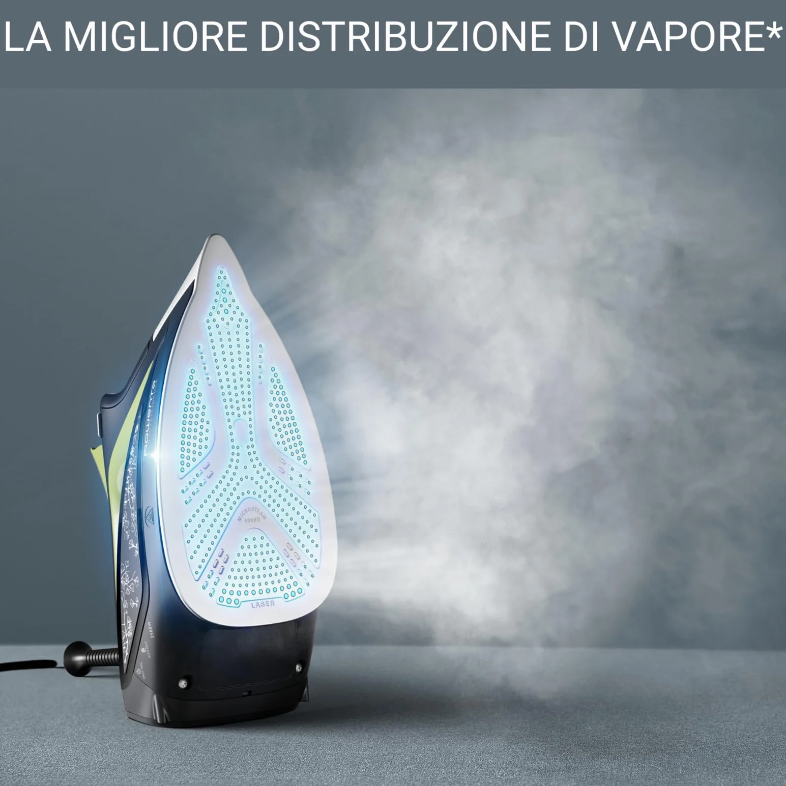 Rowenta DW6330D1 Eco Intelligence Ferro a Vapore, Distribuzione Ottimale del Vapore, 2500 W di Potenza, Tempo di Riscaldmento Rapido, 300 ml, Nero/Verde