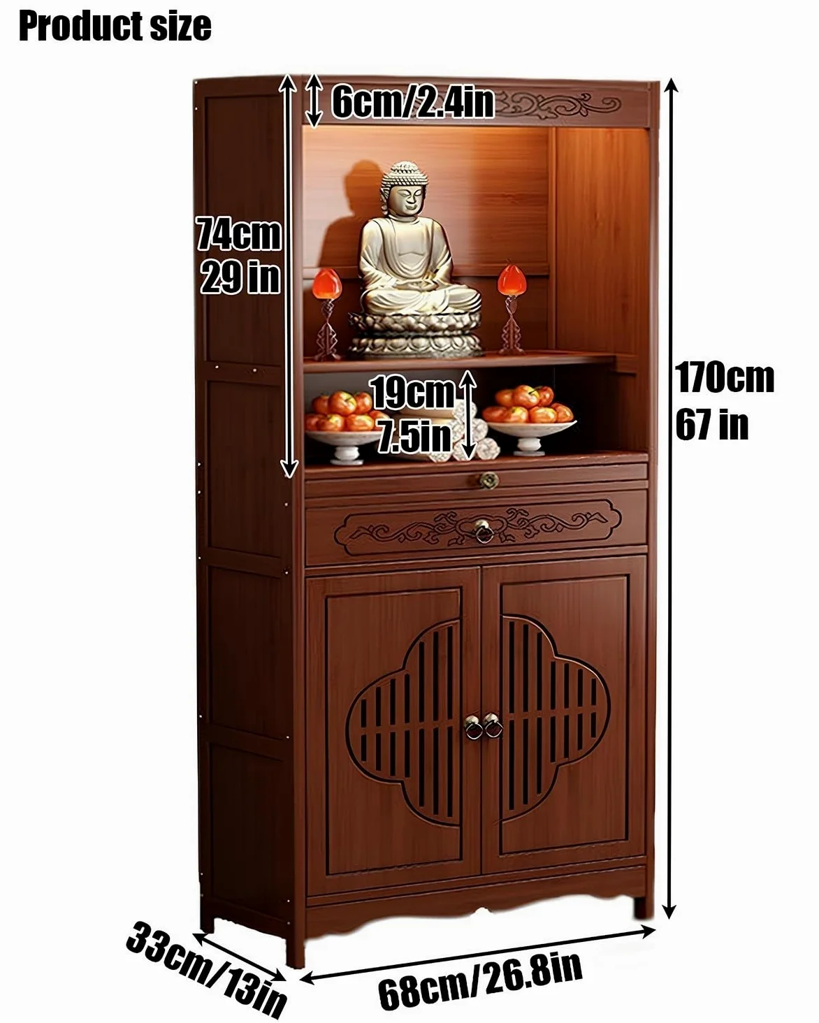 Mobile Altare, Tavolo Altare Per Meditazione, Altare Buddista, Cinese Con Piedistallo E Tavolo Per Offerte(68cm/26.8in)