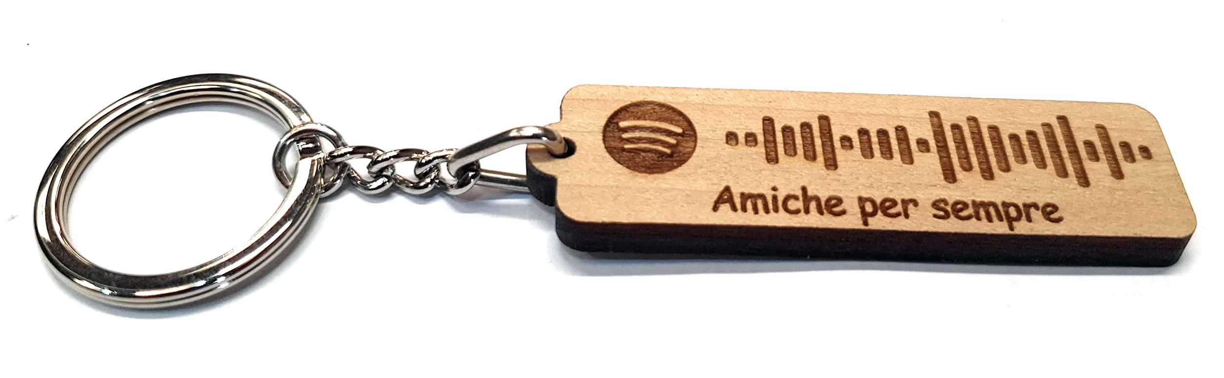 Portachiavi personalizzato in legno con codice Spotify musicale scansionabile