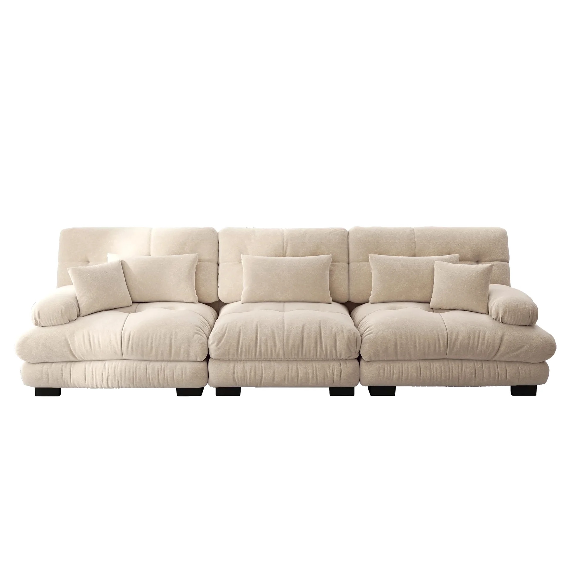 Divano angolare modulare a 3 posti in ciniglia divano letto imbottito confortevole per soggiorno, appartamento studio, ufficio ciniglia marrone chiaro