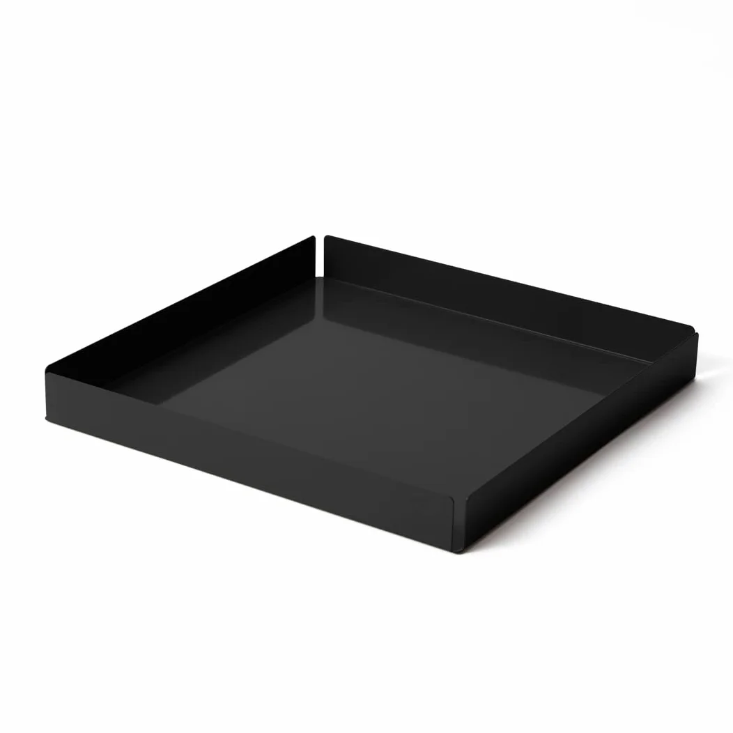 ILO - Vassoio Decorativo Quadrato in Metallo Nero cm 35,8 x 35,8 H.4 - Portaoggetti Organizer da Scrivania per Casa e Ufficio - Centrotavola Moderno - Svuotatasche di Design - Made in Italy
