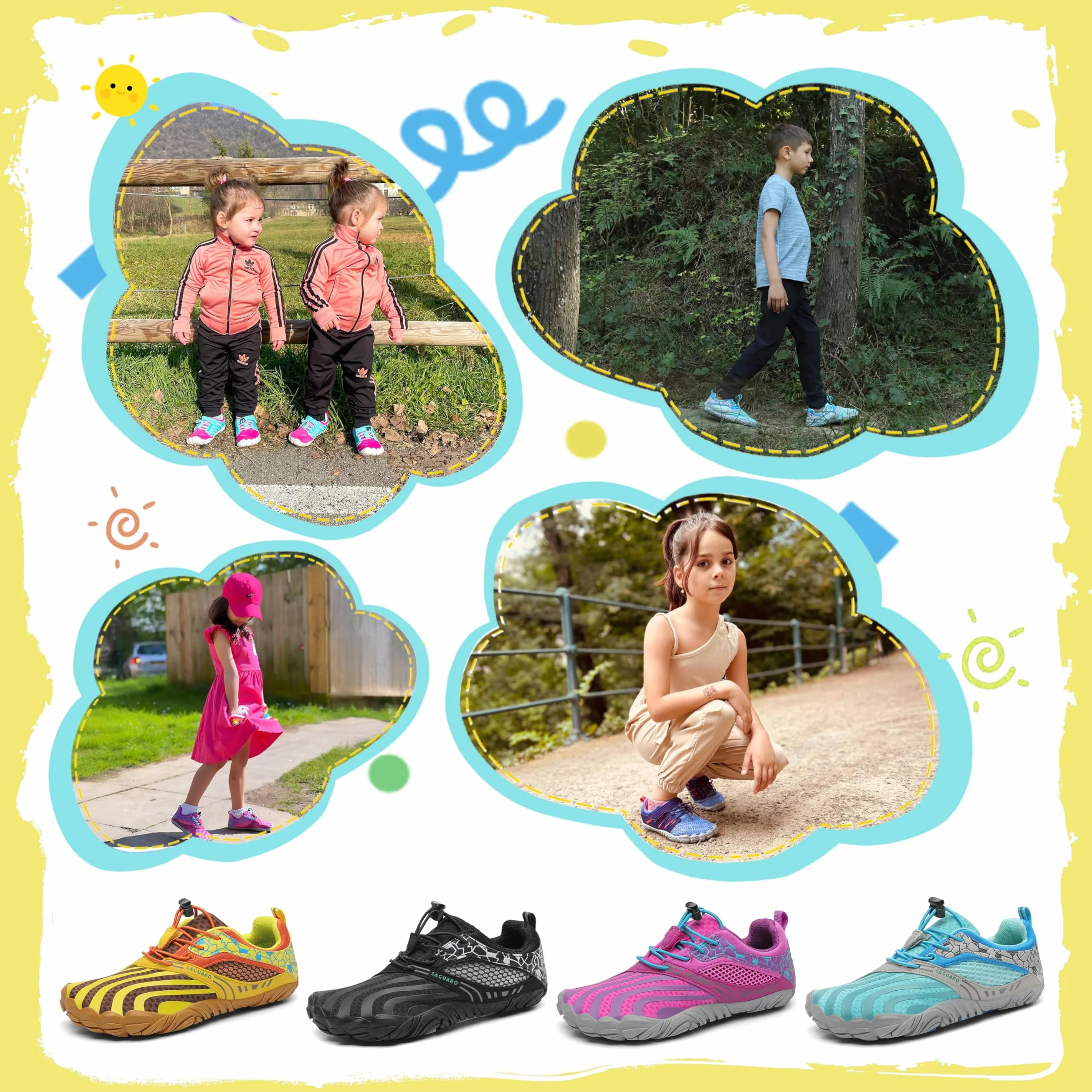 SAGUARO Scarpe Barefoot Bambini Trail Running a Piedi Nudi GR.24-36