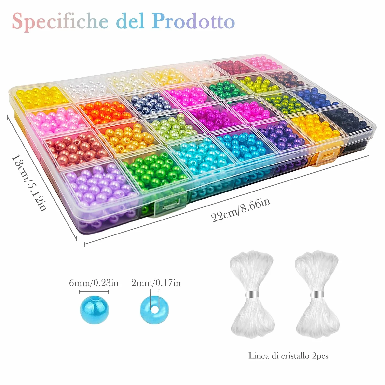 Perline per Bigiotteria 1680 Pezzi 28 Colori 6mm per Braccialetti Creazione Gioielli