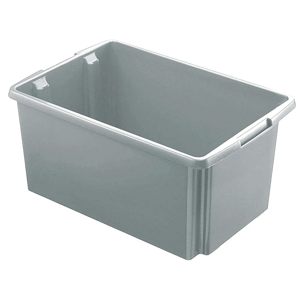 BRB Set di 6 contenitori impilabili per alimenti, dimensioni base 595 x 395 mm, 3 x grigio – 30 litri, 3 x grigio – 51 litri