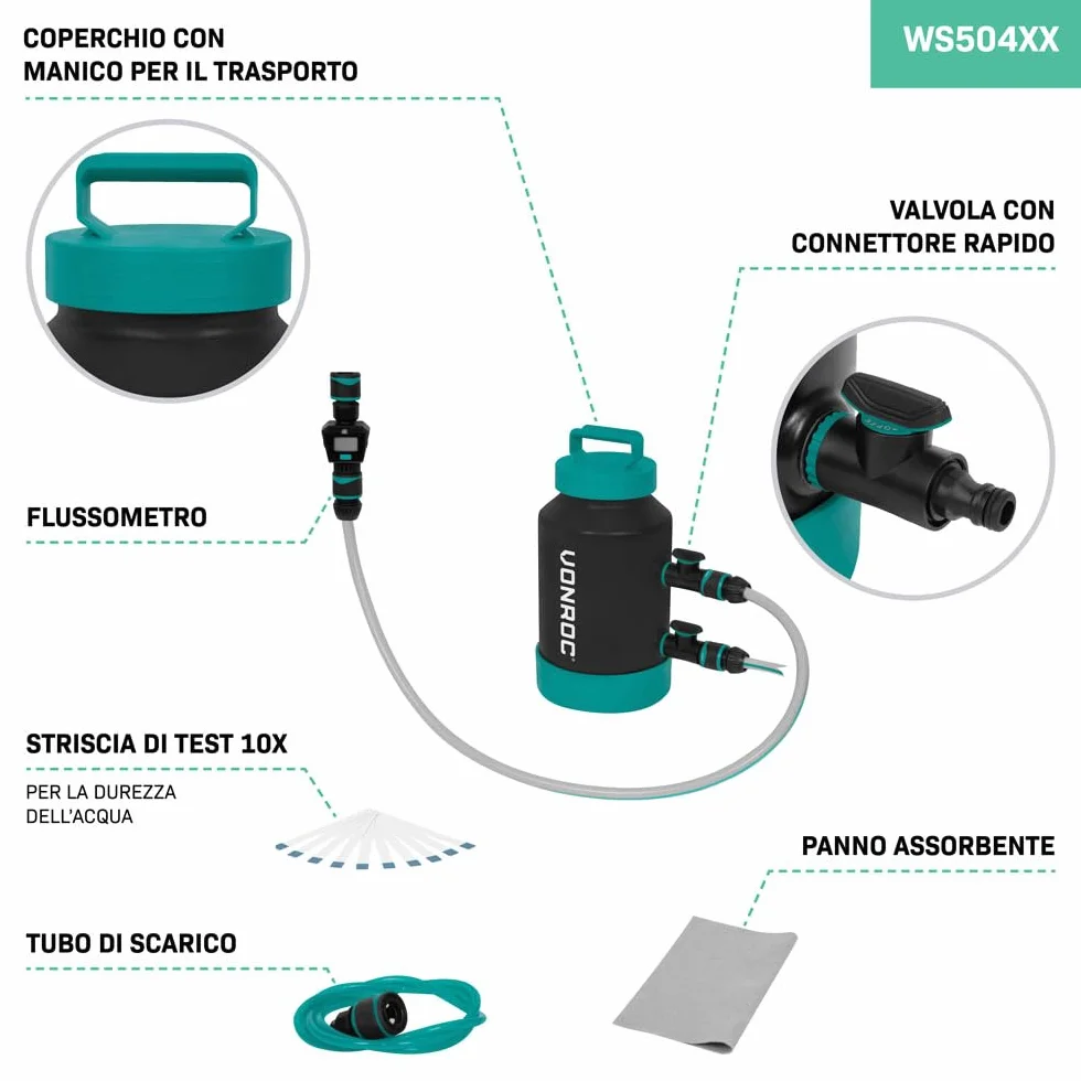 VONROC Addolcitore d'acqua | Inclusi contatore d'acqua, strisce reattive, tubi e raccordi