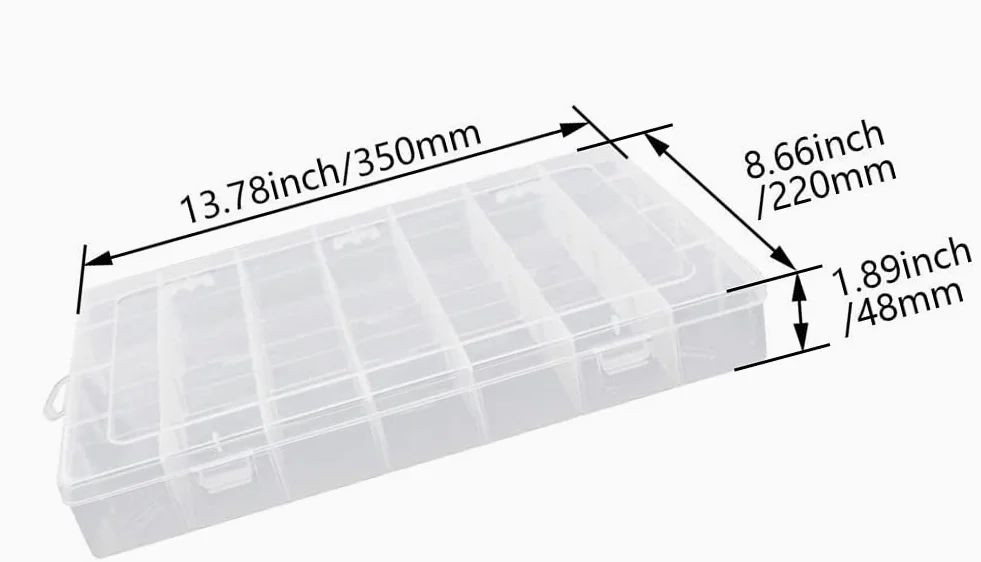 Auniwaig Scatola portaoggetti per componenti in PP, organizer in plastica, contenitore regolabile, griglie rimovibili, scatole per attrezzi, 28 griglie rimovibili, per piccoli accessori per componenti
