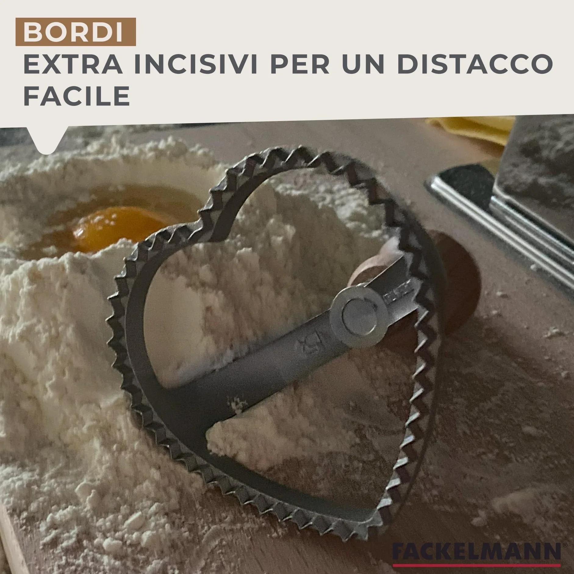 Fackelmann Stampino ravioli a cuore, legno faggio, alluminio, 8,5x8x10cm, Linea Home Cooking Italian Pasta