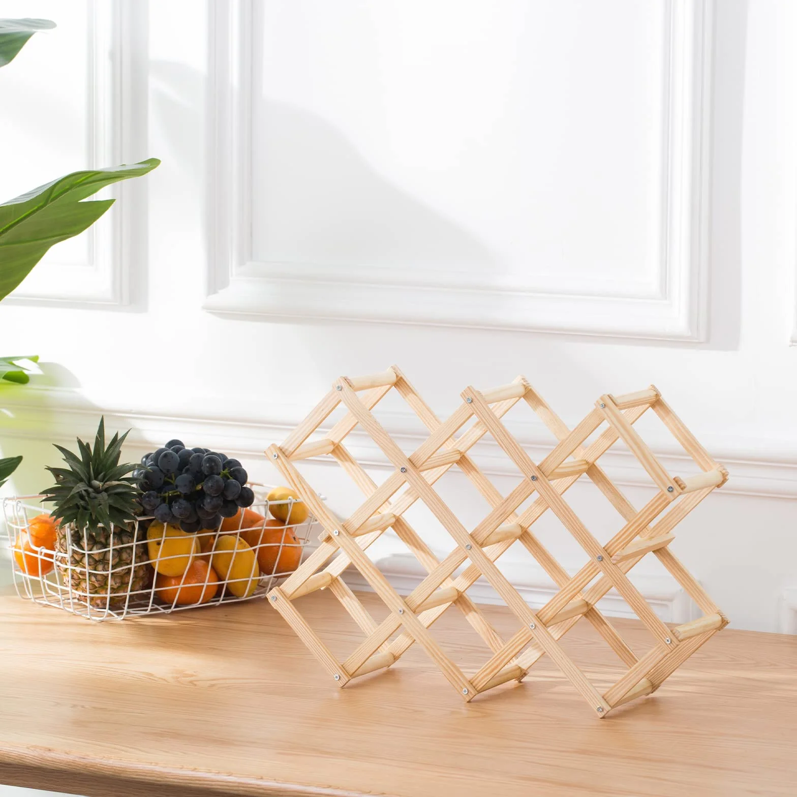 Newaner portabottiglie vino pieghevole 10 bottiglie 45x12.5x31cm legno 3 livelli