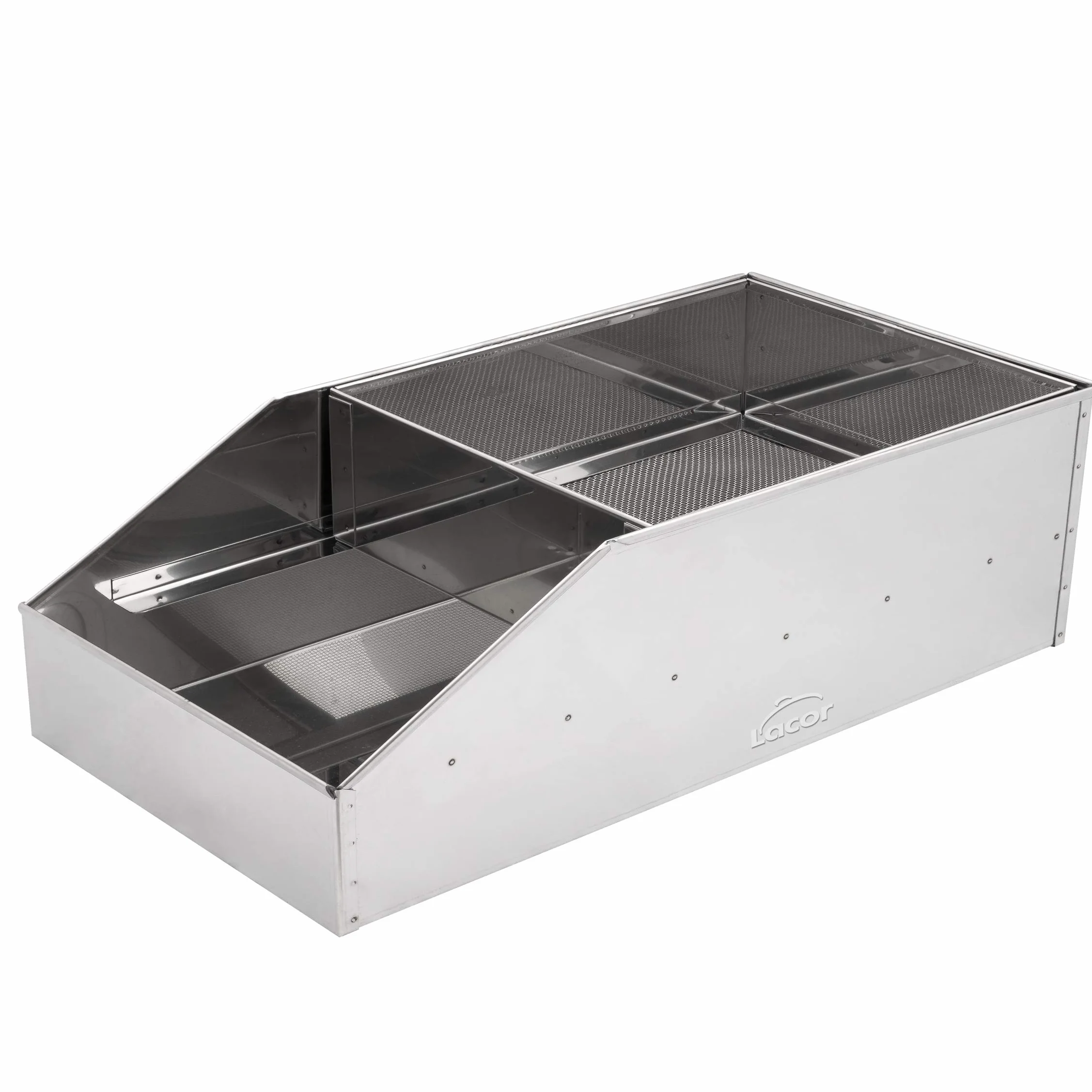 Lacor - 50450 - Farinatore in acciaio inossidabile, Setaccio di farina, Ideale per infarinare o pannare alimenti, Pulizia facile, per cucine professionali, acciaio inossidabile, 50 x 26, 5 x 18 cm