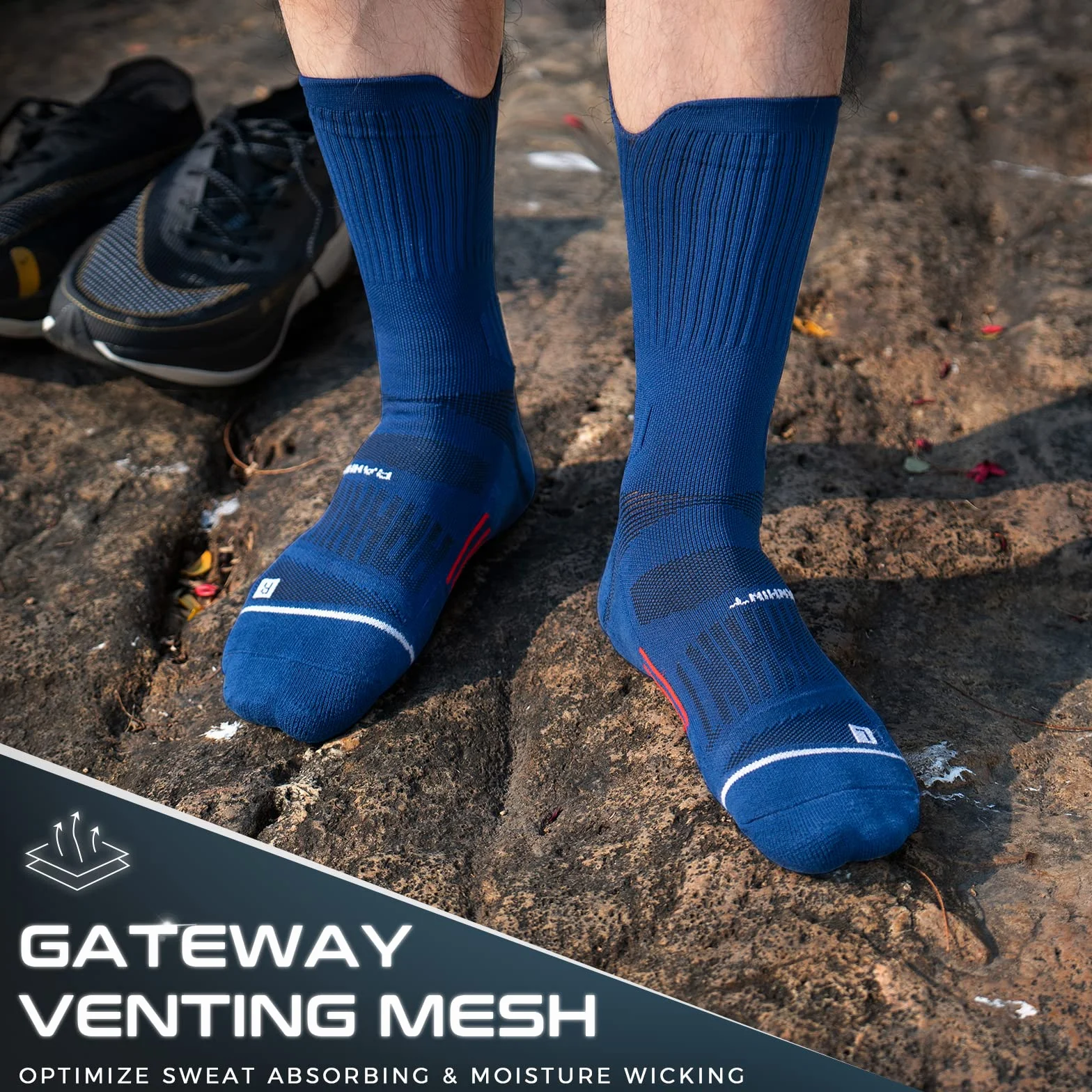 Rahhint Pro Coolmax Compressione 3 Paia Calzini Running Uomo Antivesciche Supporto Arco Plantare 35-51