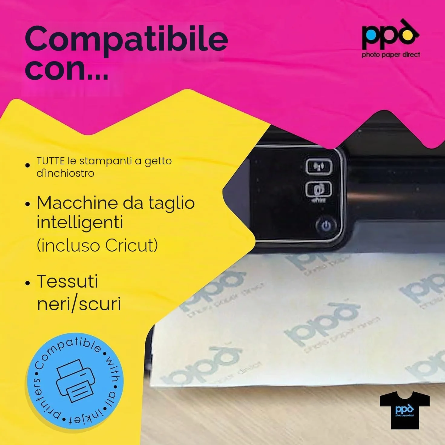 PPD A4 10 Fogli Di Carta Trasferibile Termoadesiva Professionale Inkjet - Tessuti Scuri - PPD-4-10