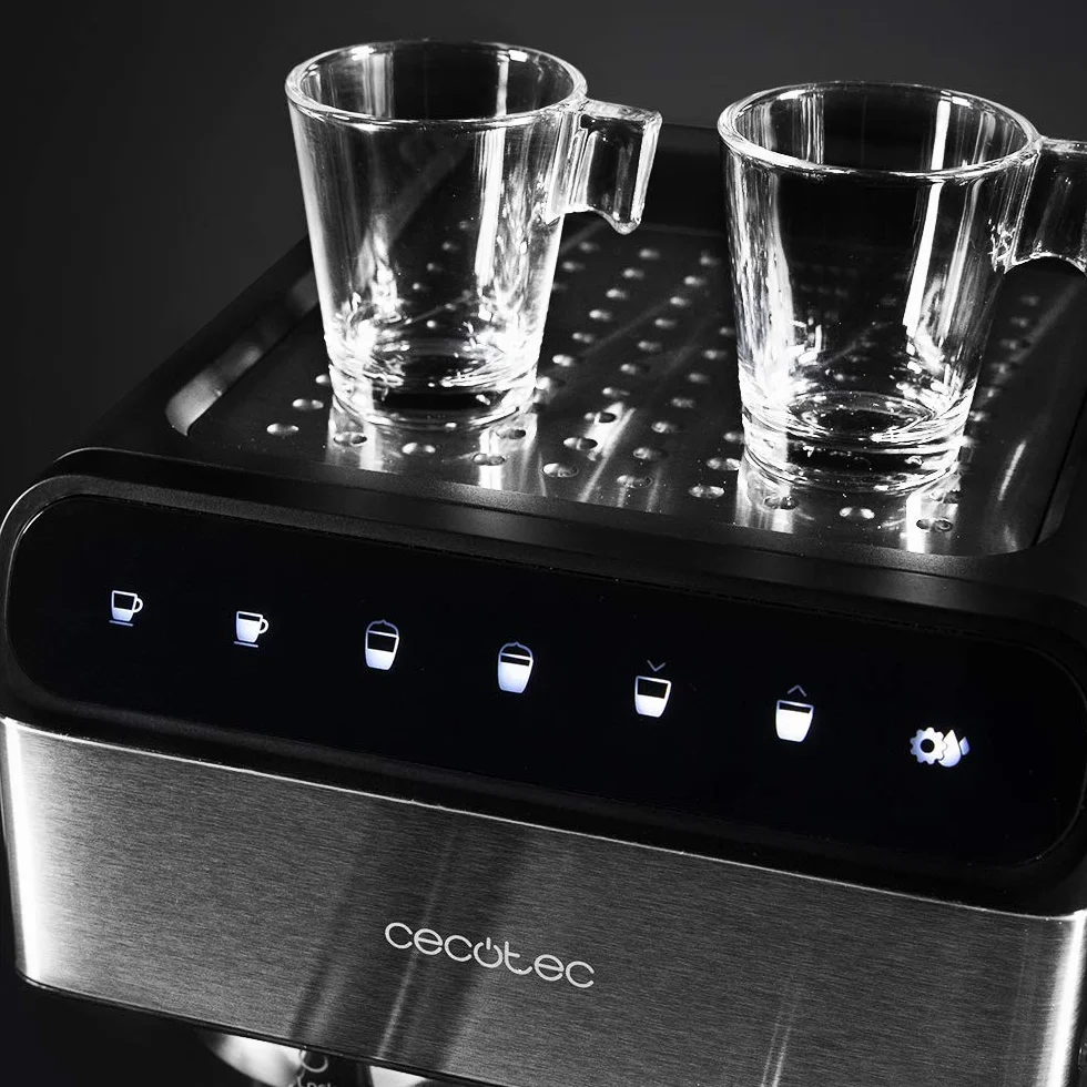 Cecotec Caffettiera Semiautomática Power Instant-ccino Touch Serie Nera, Serbatoio di Latte, Controllo Tattile, 20 Bares, Thermoblock, 1350 W, 1.4 L, Acciaio Inossidabile
