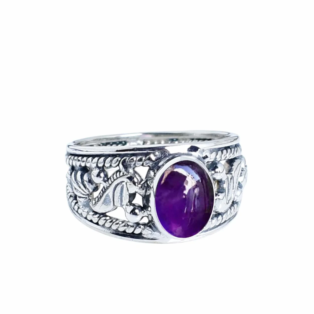 Anello in ametista viola autentica argento sterling 925 per donna regalo pietra portafortuna febbraio misura 6