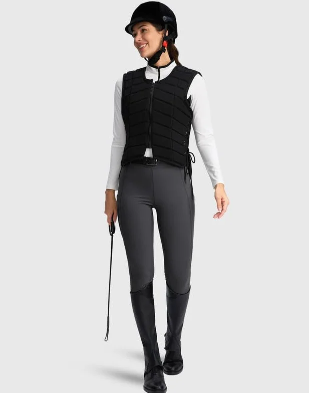 SANTINY Pantaloni da equitazione da donna con seduta intera in silicone tasche con cerniera