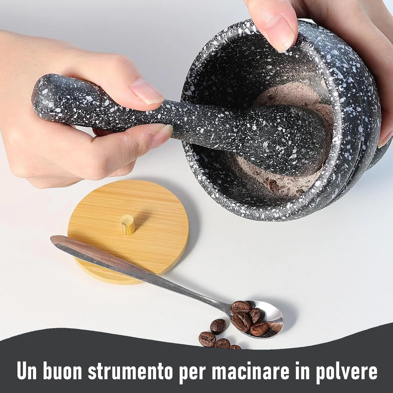 Mortaio Con Pestello per Pesto in Casa Macinino da Cucina Ø 11 x 9 cm Grigio