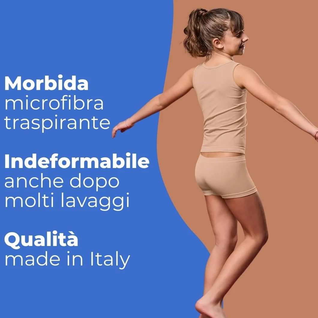 FOCENZA Set 3 Pezzi Culotte Bambina Morbida Microfibra Ginnastica Artistica Made in Italy