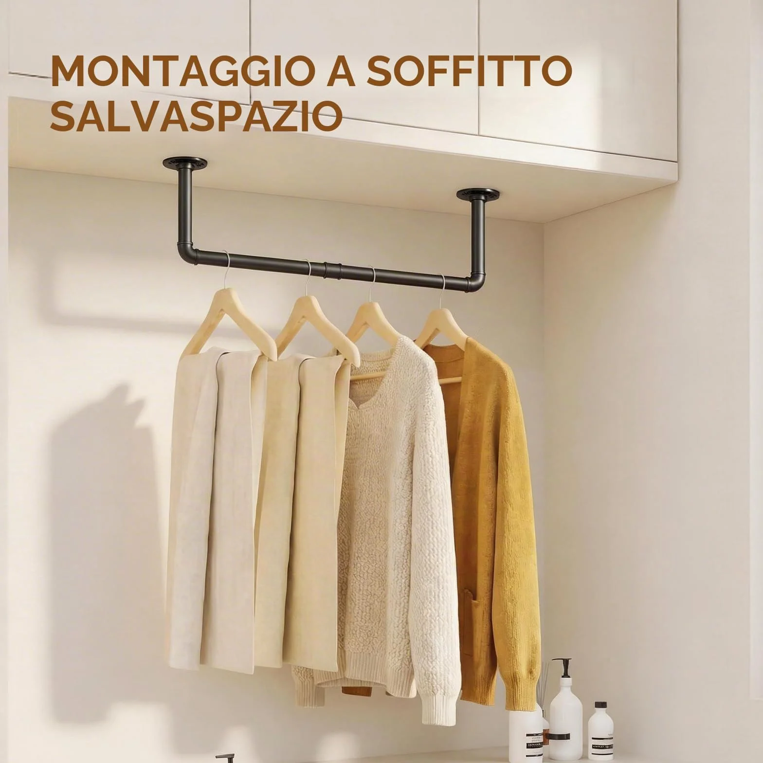 Bamworld Appendiabiti a Parete 2 Pezzo, Ganci per Cappotti in Metallo, Forma U Industriale, Nero