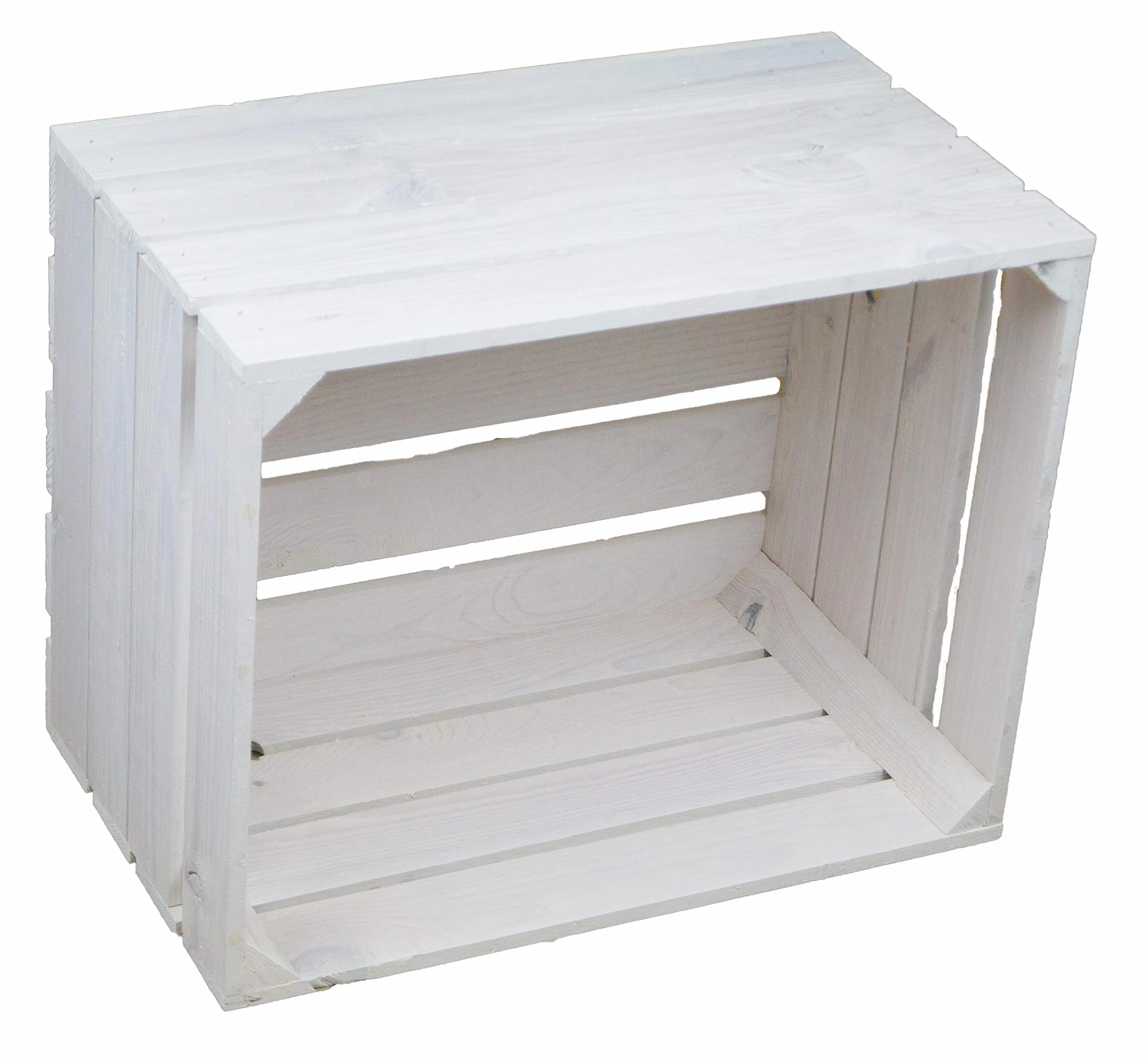 Set di 3 cassette da frutta tipo vecchio, in legno massiccio, 49 x 42 x 31 cm bianco