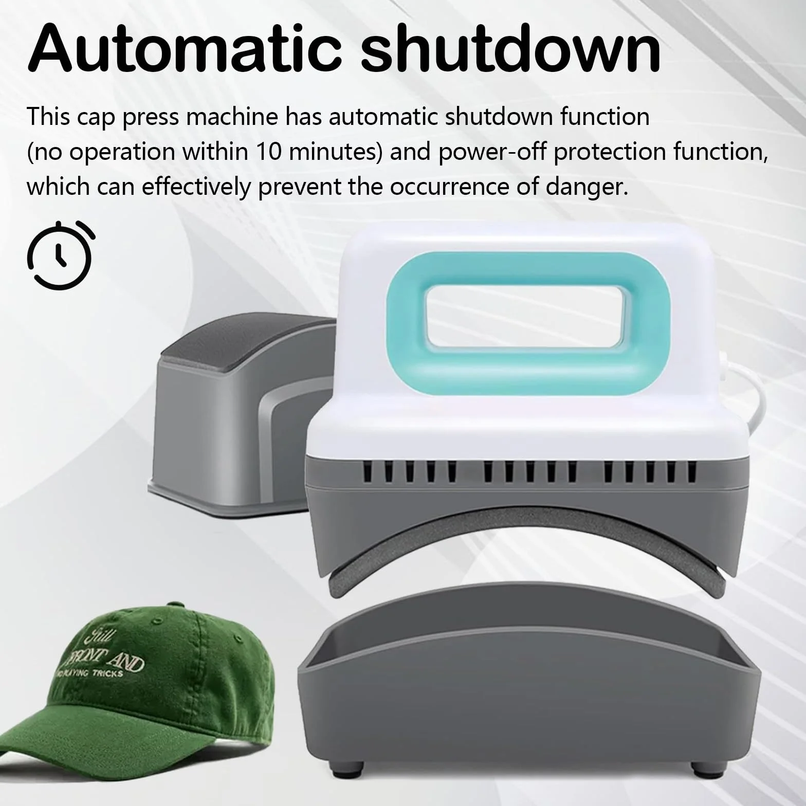 Pressa a Caldo Mini, Macchina per Pressatura Cappelli 4 Livelli Riscaldamento Macchina per Trasferimento Termico con Base Sicurezza Isolata Curva Capace Spegnimento Automatico