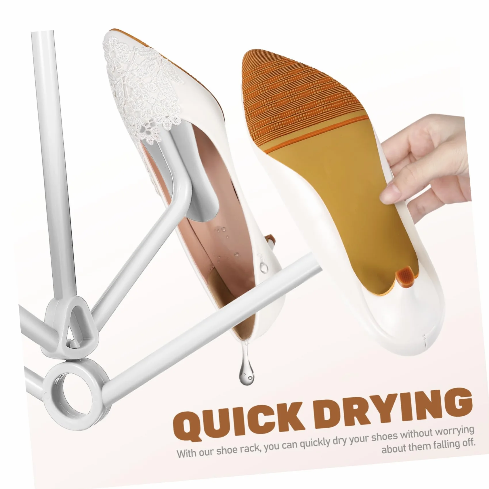 Appendino Per Scarpe e Stendibiancheria Per Asciugatrice in Plastica Bianco e Beige, Supporto Per Asciugare Scarpe e Stivali Salvaspazio, Ganci Per Armadio e Ingresso, Set Da 2 Pezzi