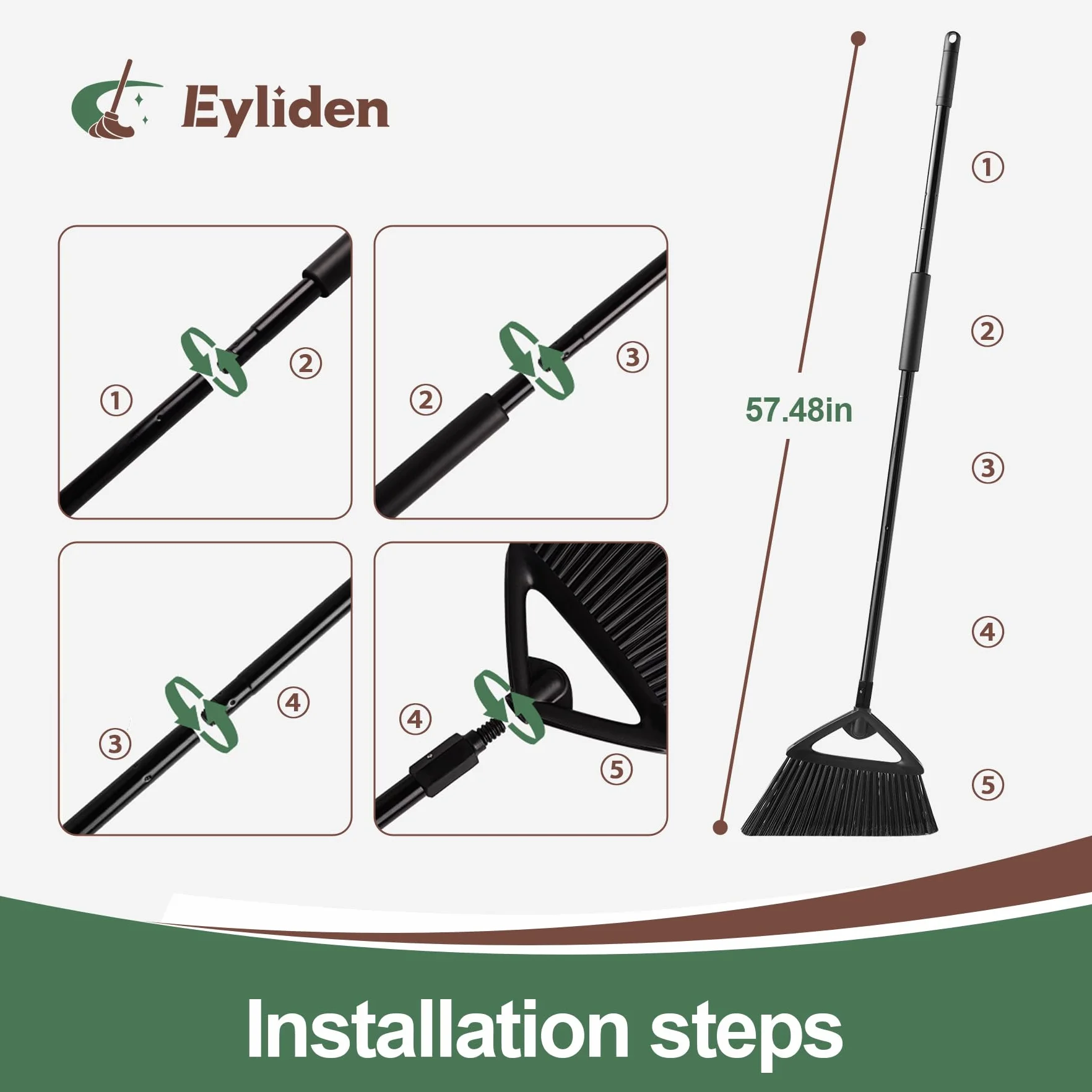 Eyliden Scopa Resistente Angolare Commerciale con Manico Lungo per Esterno Garage Cortile