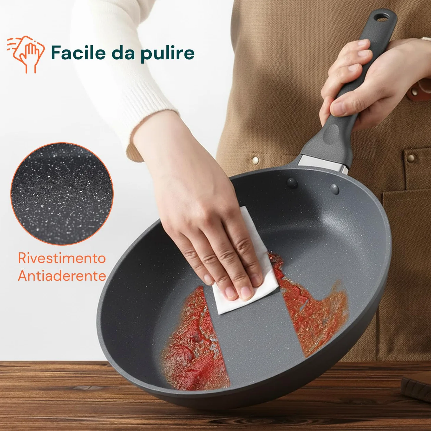 Wintem – Batteria Pentole e Padelle 13 Pezzi Antiaderenti per Cucina Moderna e Tradizionale Compatibile con Piano a Induzione, Rivestimento in Alluminio, Coperchi in Vetro e Manici Ergonomici