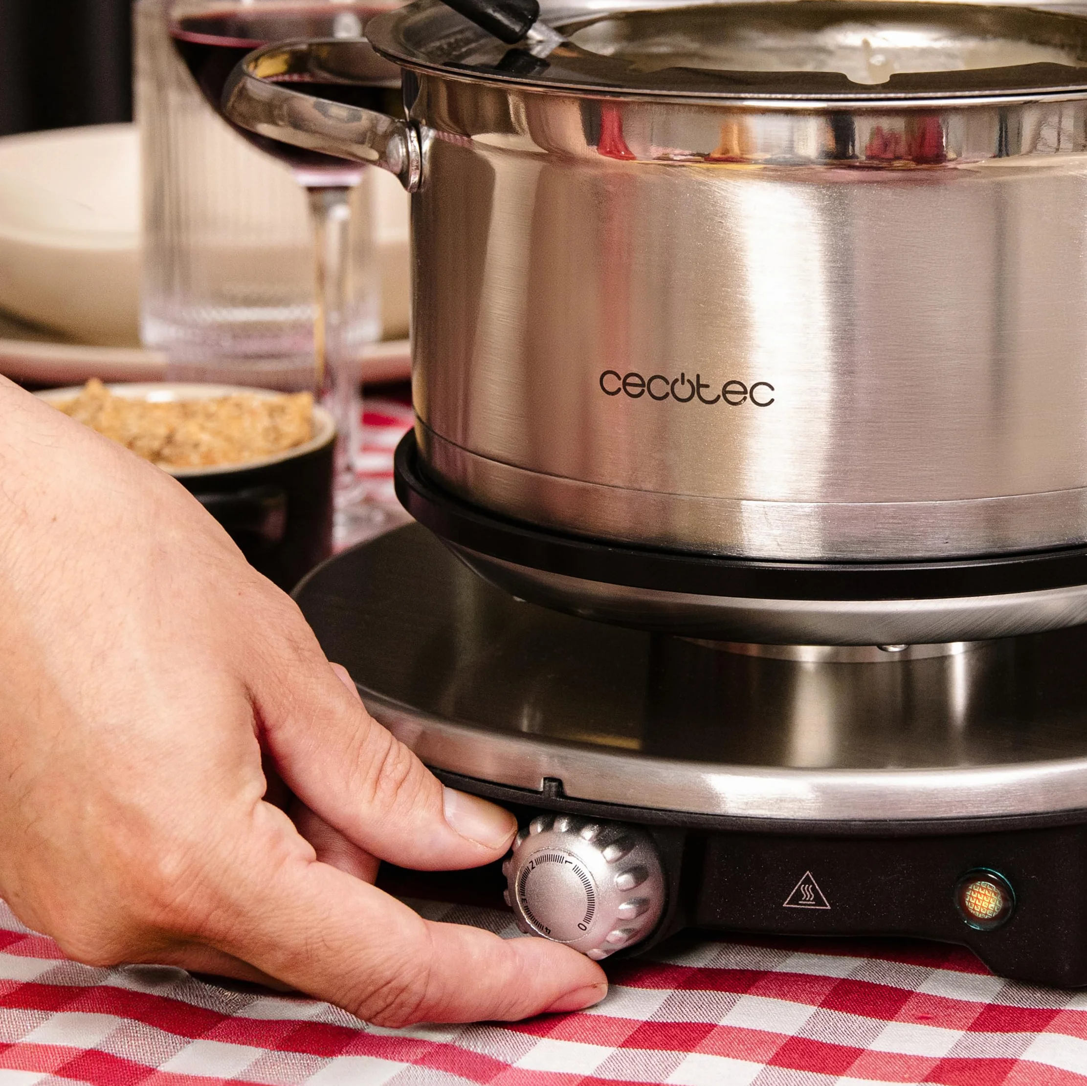 Cecotec Fonduta Elettrica 1500W 1,7L Acciaio Inox per Formaggio Cioccolato Olio