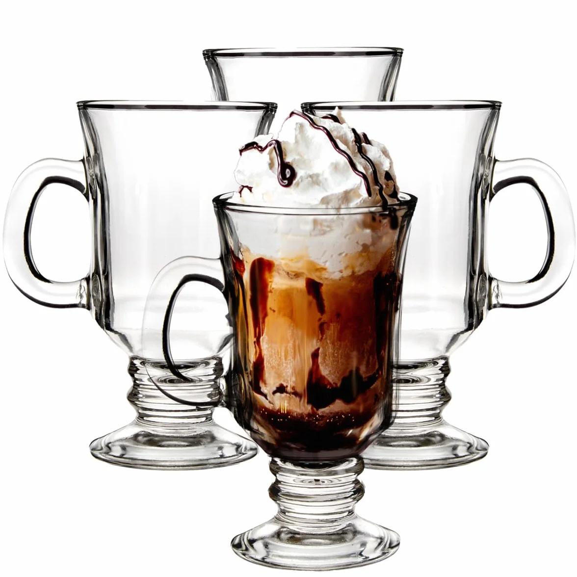 Premier 1405262 Set di 4 Bicchieri da caffè irlandesi, Vetro, Argento