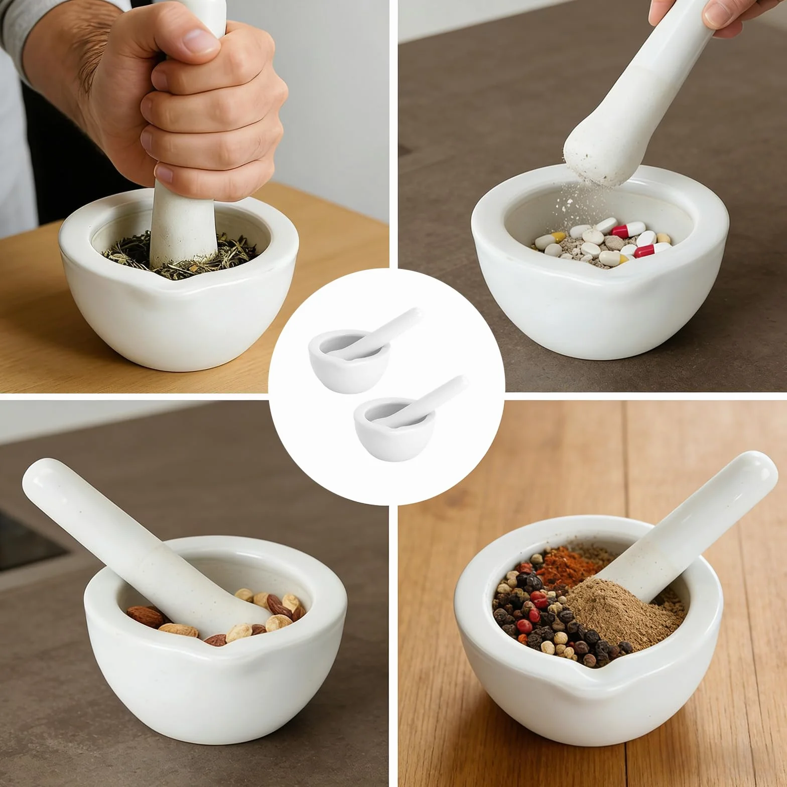 2 pezzi di mobili con pestello Mini MöRser piccolo MöRser e pestello in granito adatto per macinare spezie, erbe aromatiche, aglio e noci, ideale per cucine e laboratori