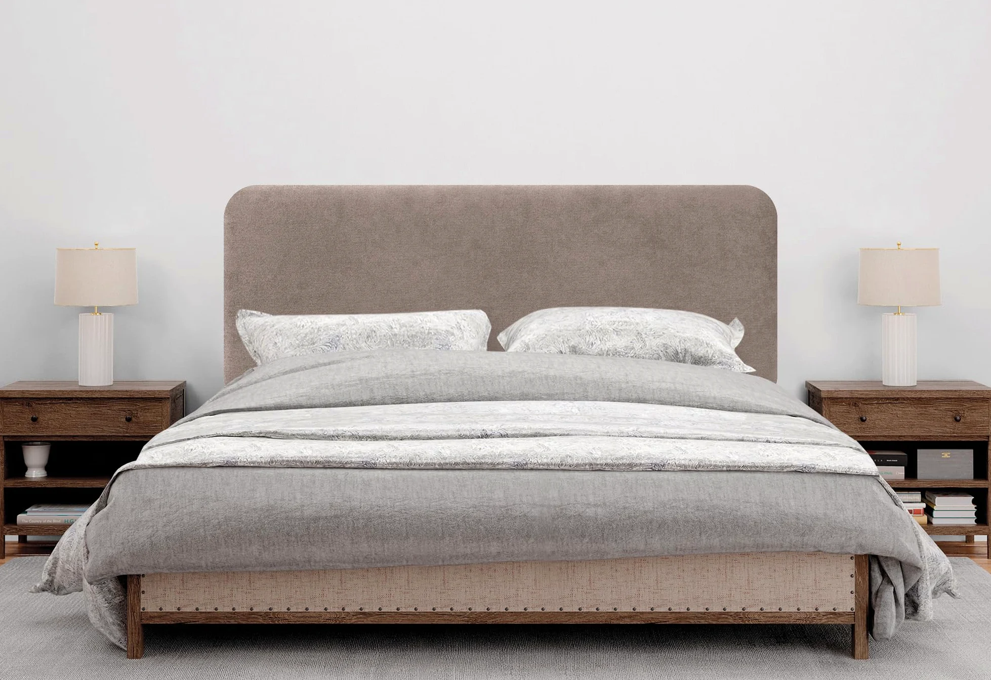DHOME Testiera Imbottita Liscia Arrotondata in Tessuto Aqualine con Gambe per Parete Acustica Testate Letto Fonoassorbenti Camera da Letto (Terra, 160cm)
