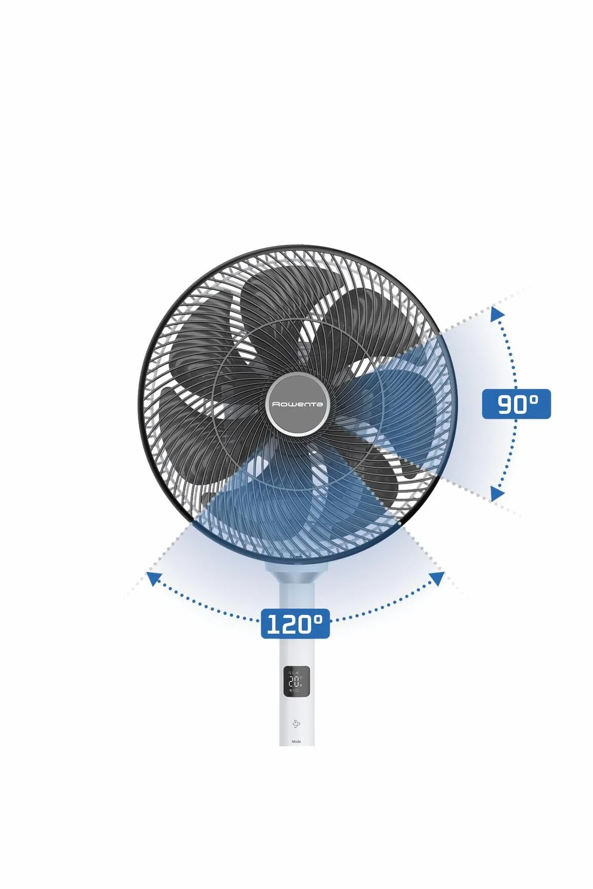 Rowenta Ventilatore a piantana Turbo Swift Silence, silenzioso 20 dB(A), oscillazione multidirezionale, ricondizionato