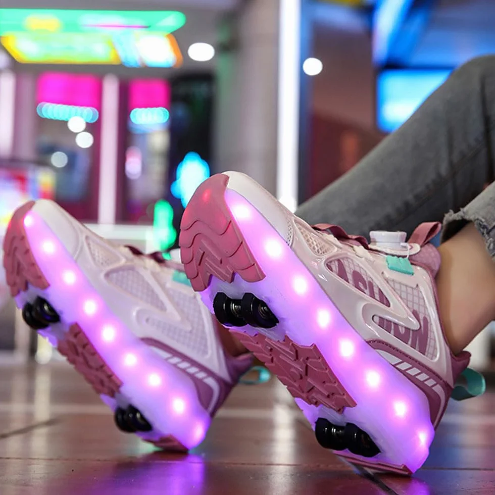 ENEN Scarpe con Rotelle Luce Bambina Bambini Sportive Scarpe da Skateboard 4 Ruote Sneakers Outdoor Multisport 29-40 EU