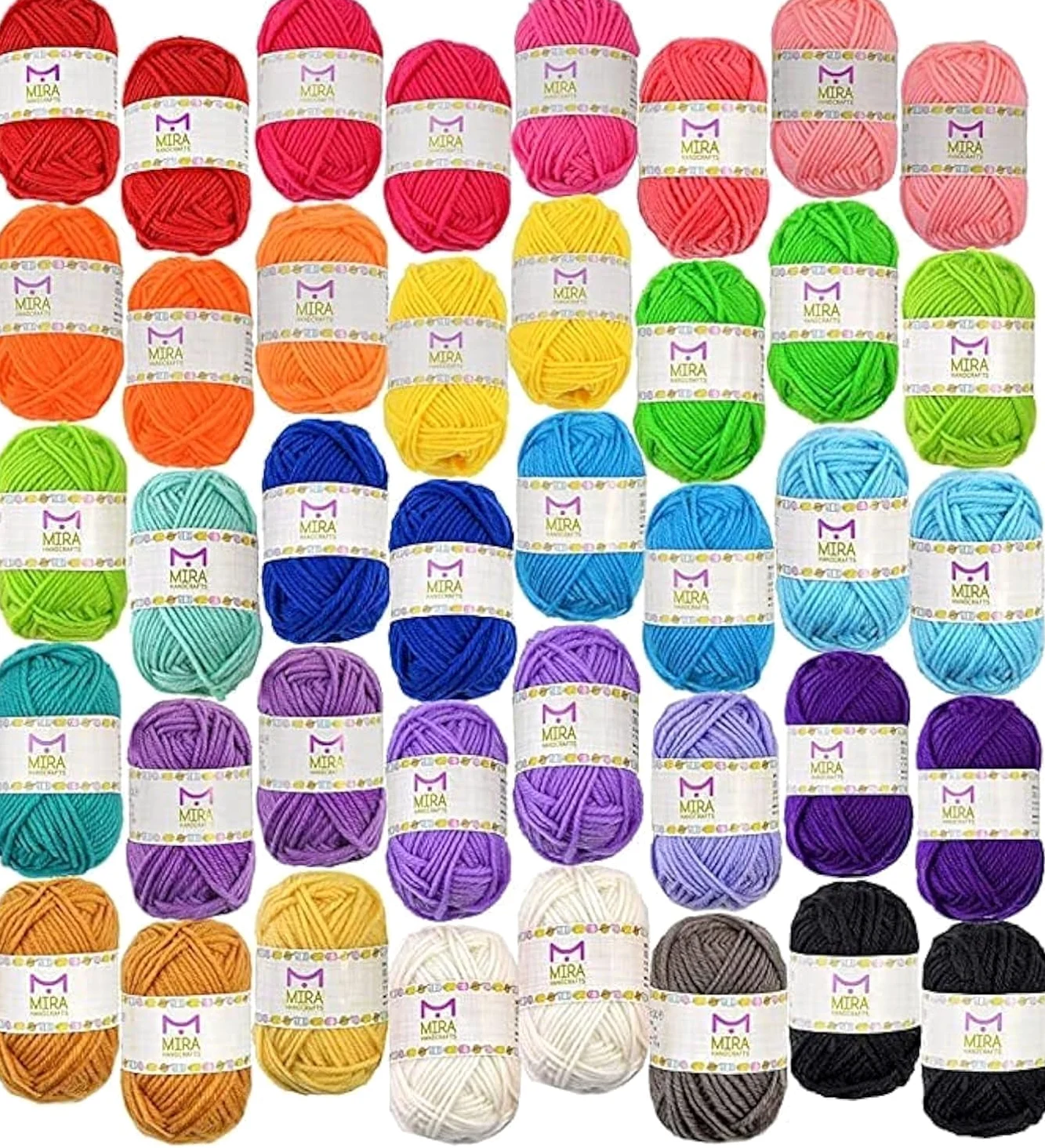 Pacchetto Gomitoli Filo Base - 40 Matasse di Filati acrilici – Colori Assortiti - Perfetto per Qualsiasi Progetto di Uncinetto e Maglia