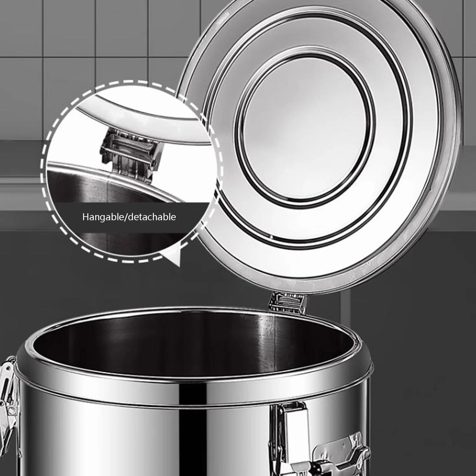 Contenitore termico, secchio isolato in acciaio inox, pentola isolata for zuppa calda, contenitore for il trasporto di alimenti in acciaio inox sigillato con coperchio for alimenti, tutti i tipi di fe