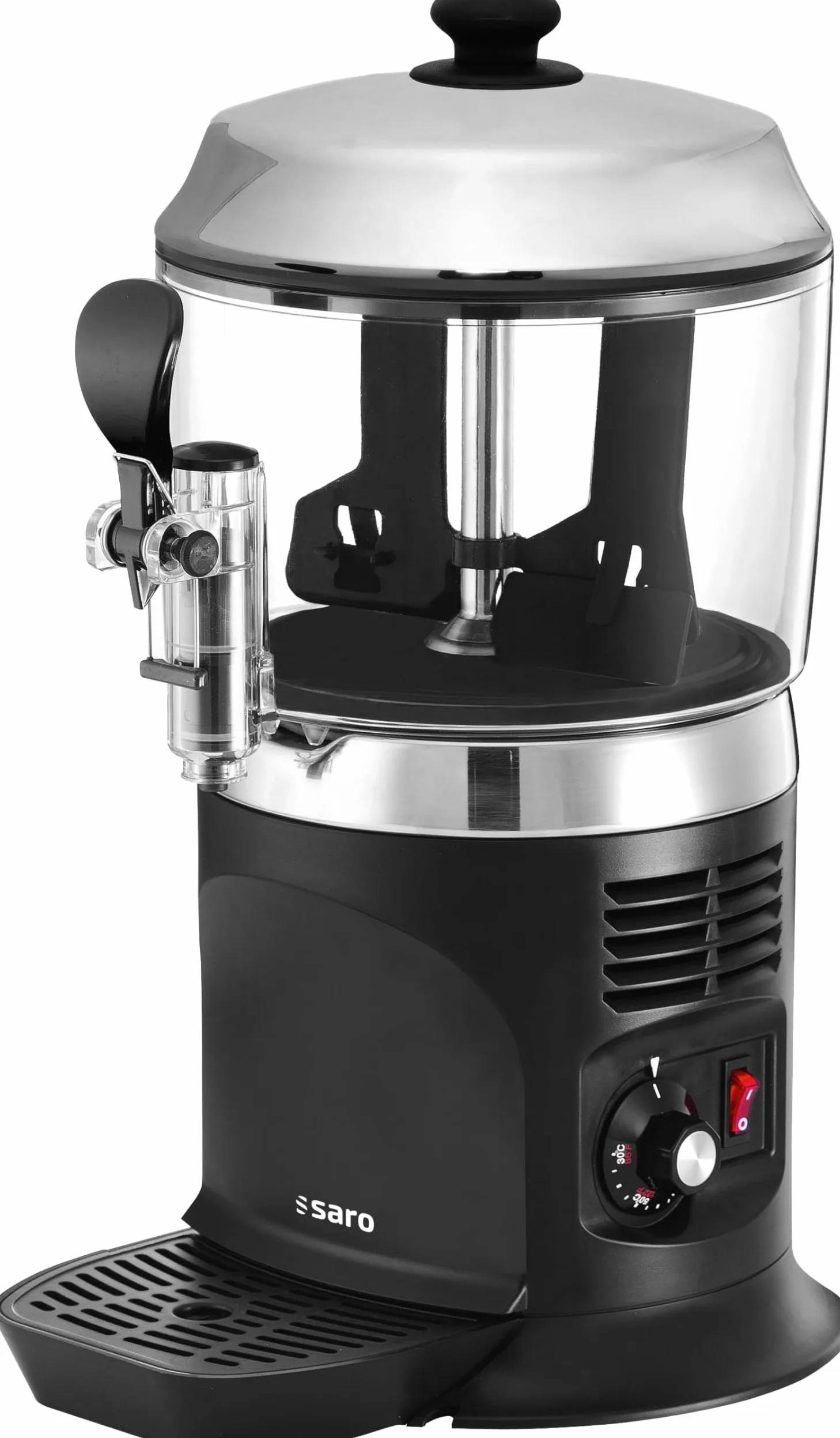 SARO NINA - Dispenser e agitatore di cacao, da 5 l, con temperatura regolabile in modo continuo da 30 a 90 °C, rubinetto, contenitore rimovibile, da 260 x 320 x 500 mm (l x P x H), 230 V, 1,1 kW