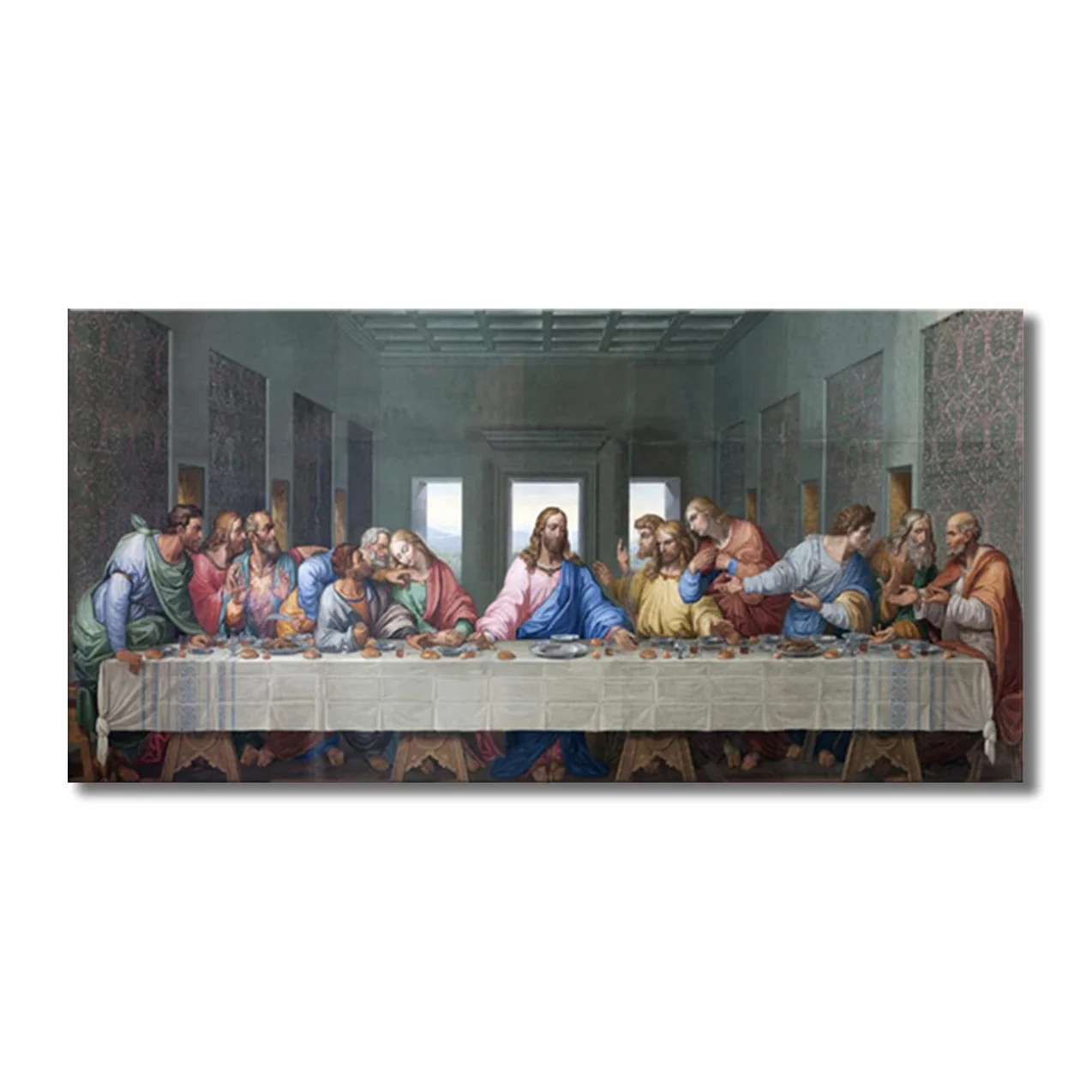 ZHONGYUTONG L'Ultima Cena Stampe Su Tela Con Cornice Leonardo Da Vinci Famosi Dipinti Ad Olio Riproduzione Classica Decorazione Di Gesù Per Cucina Camera Da Letto Soggiorno (50x100cm)