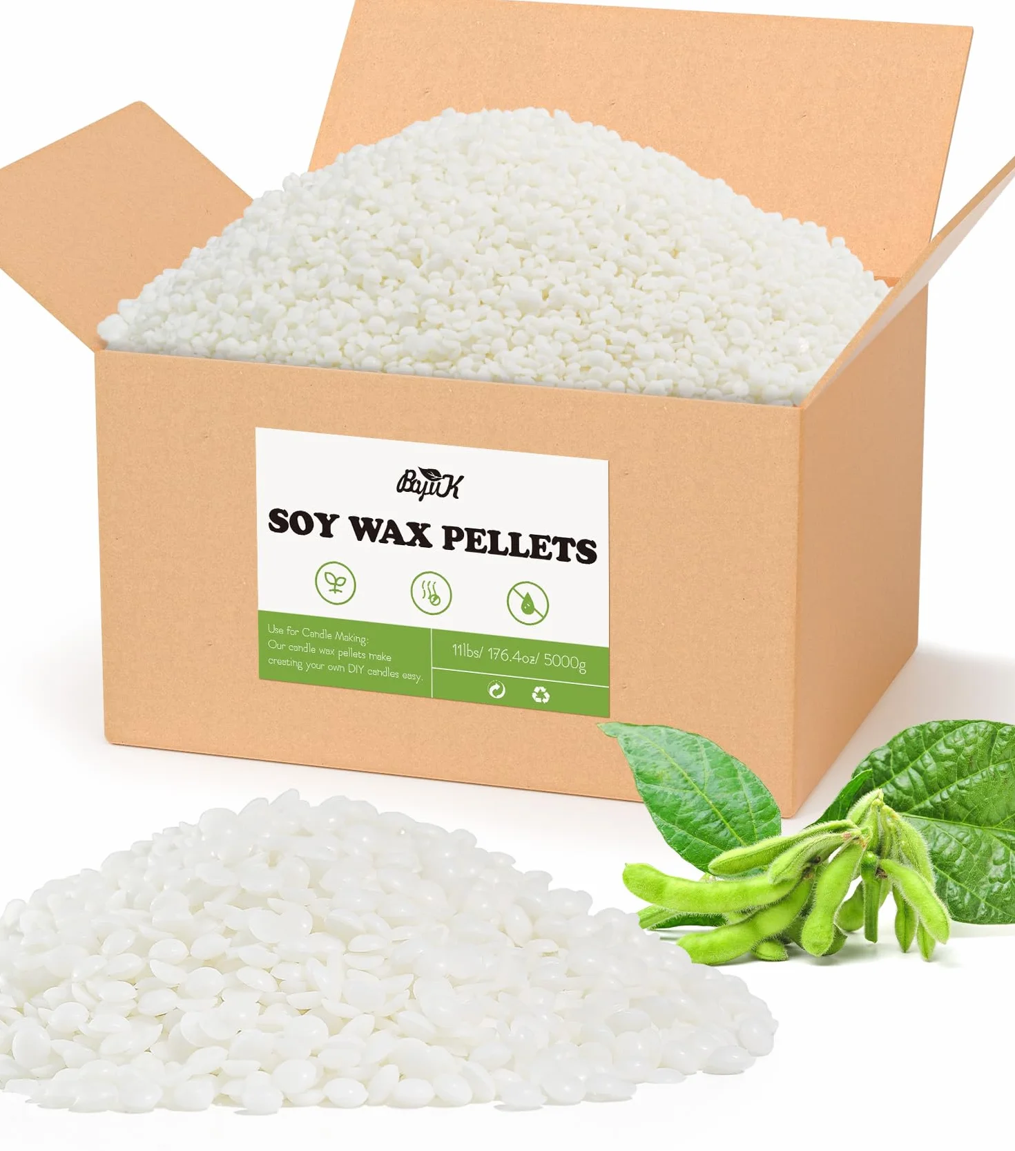 Cera di Soia per Candele 5KG, Premium Natural Cera per Candele, 100% Cera per Candele Fai da Te