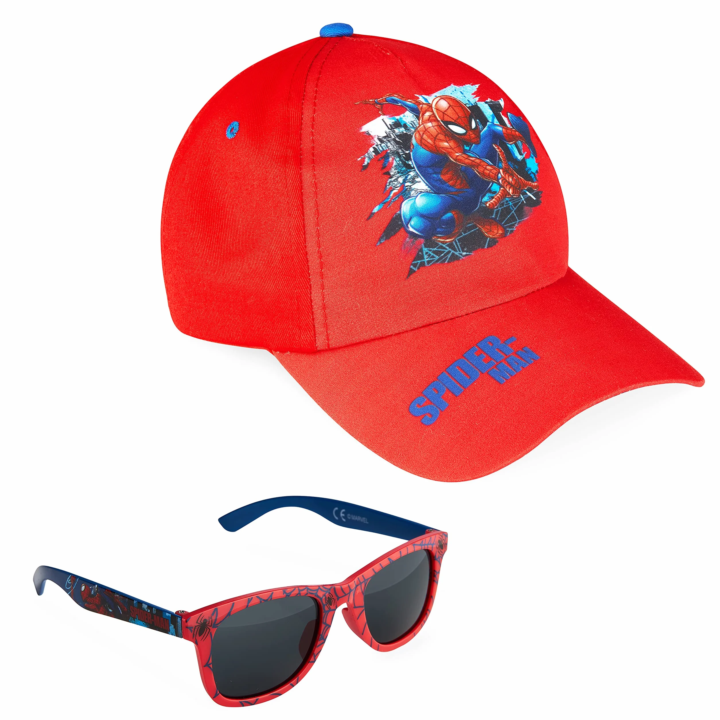 Marvel Spiderman Cappello Baseball Regolabile con Visiera e Occhiali da Sole Bambino Protezione UV400