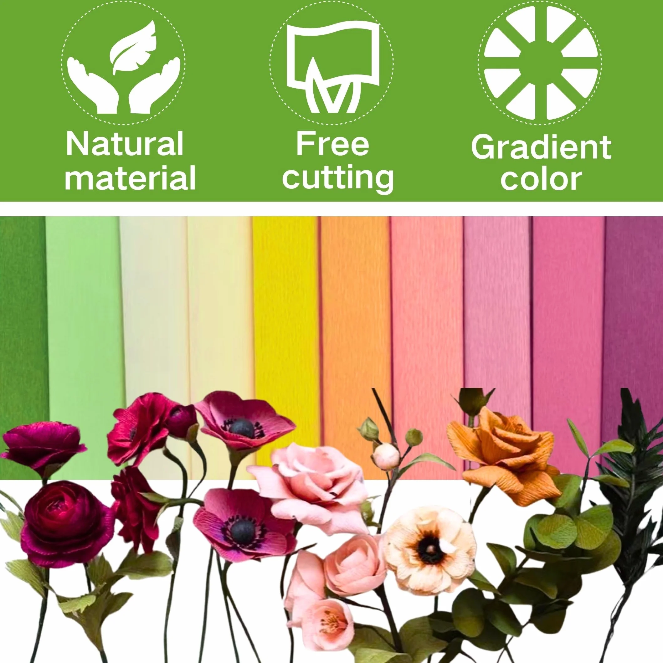 Carta crespa colorata gialla set 6 rotoli 25x200 cm fai da te fiori
