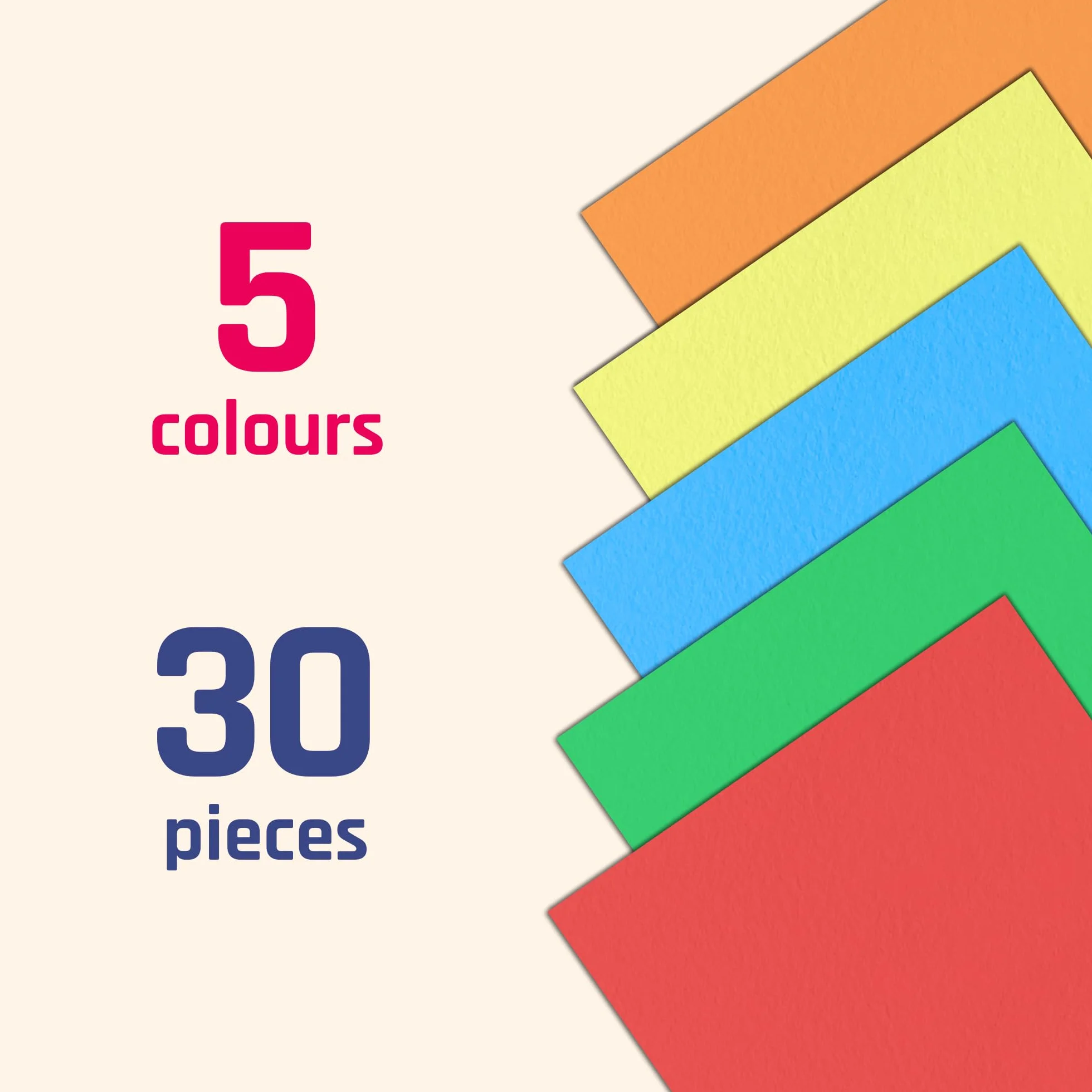 Cartoncini Colorati A4, 230g/m², 30 Pezzi, 5 Colori