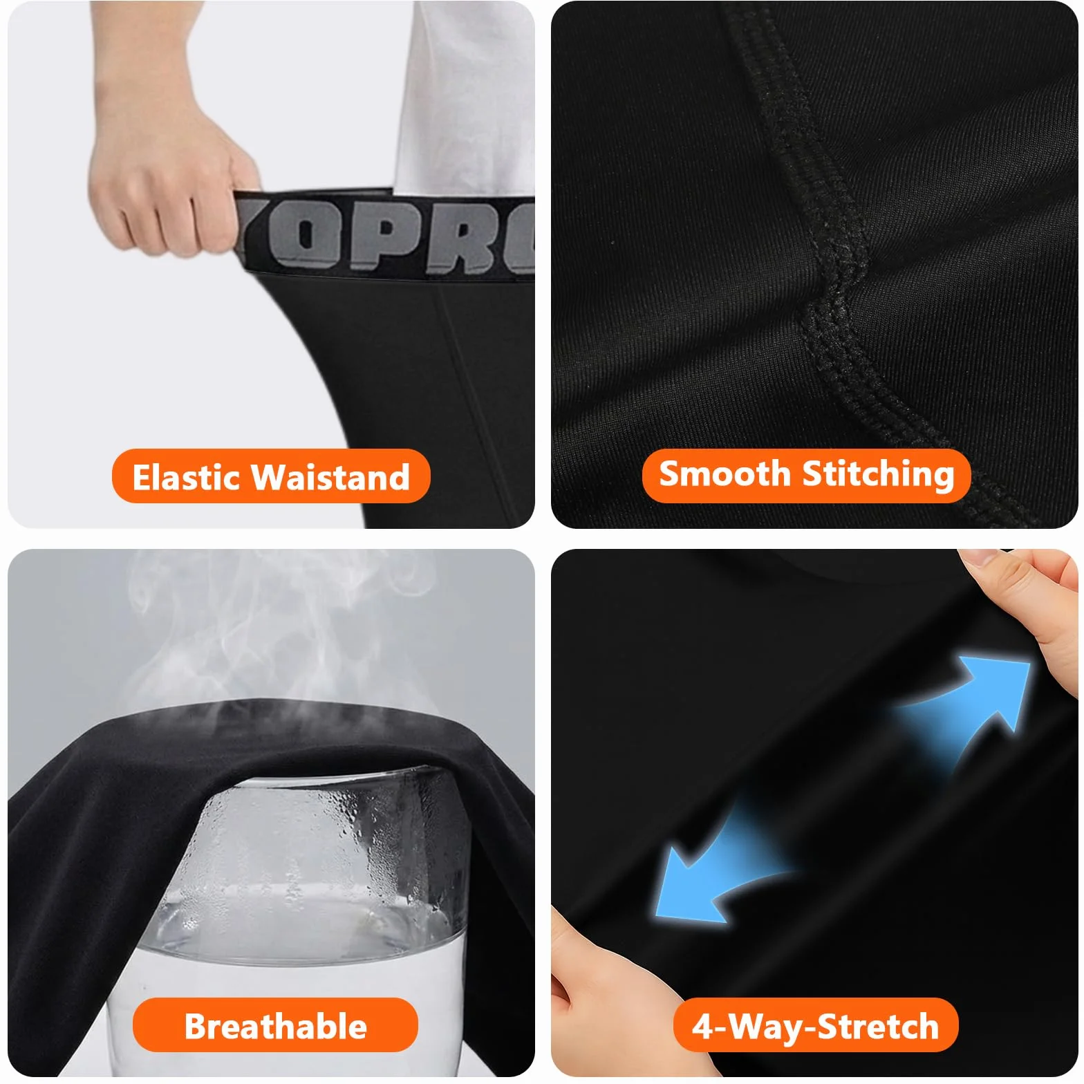 HYCOPROT Ragazzi Pantaloni Termici a Compression Leggings per Bambino Traspirante Sportivo ad Athletic Base Layer Termico Pantaloncino Asciugatura Rapida Pantaloni per Corsa Calcio Pallacanestro